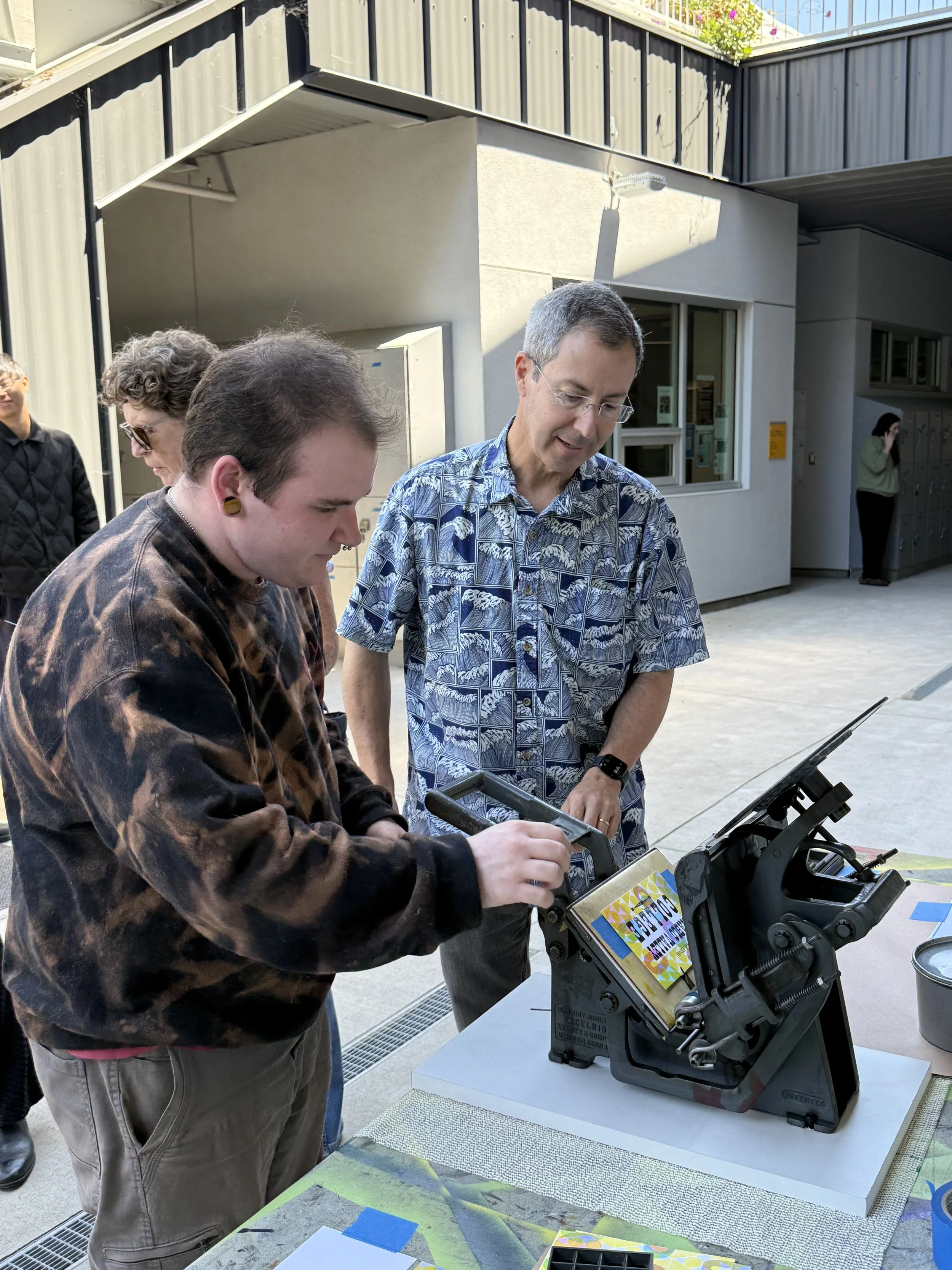 Robert Raines giving a printmaking demo