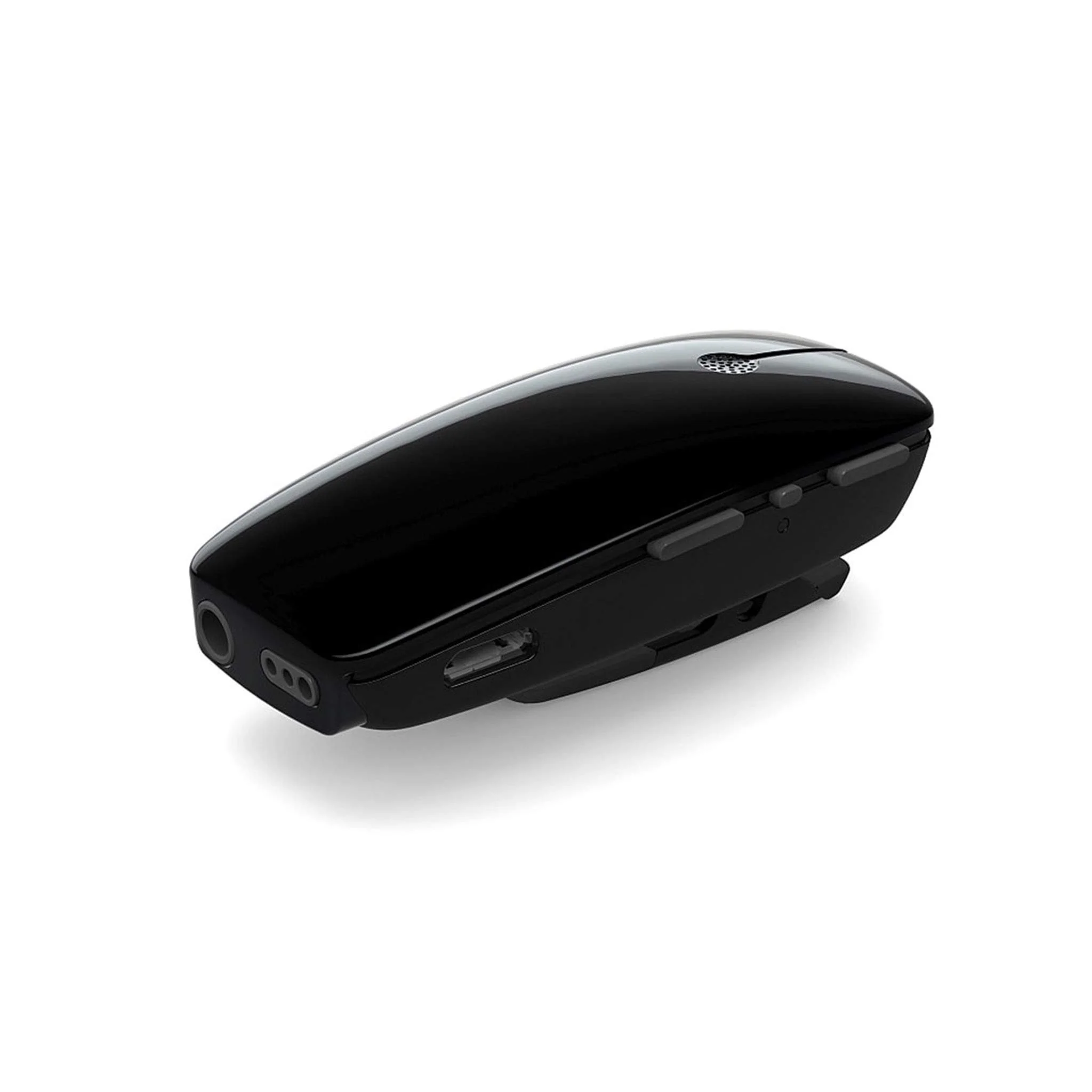Clip-on remote microphone that transmits a speaker’s voice directly to hearing aids for clearer listening.