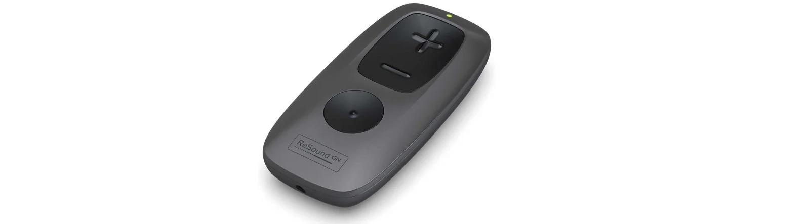 Remote control for adjusting hearing aid volume, programs and settings.