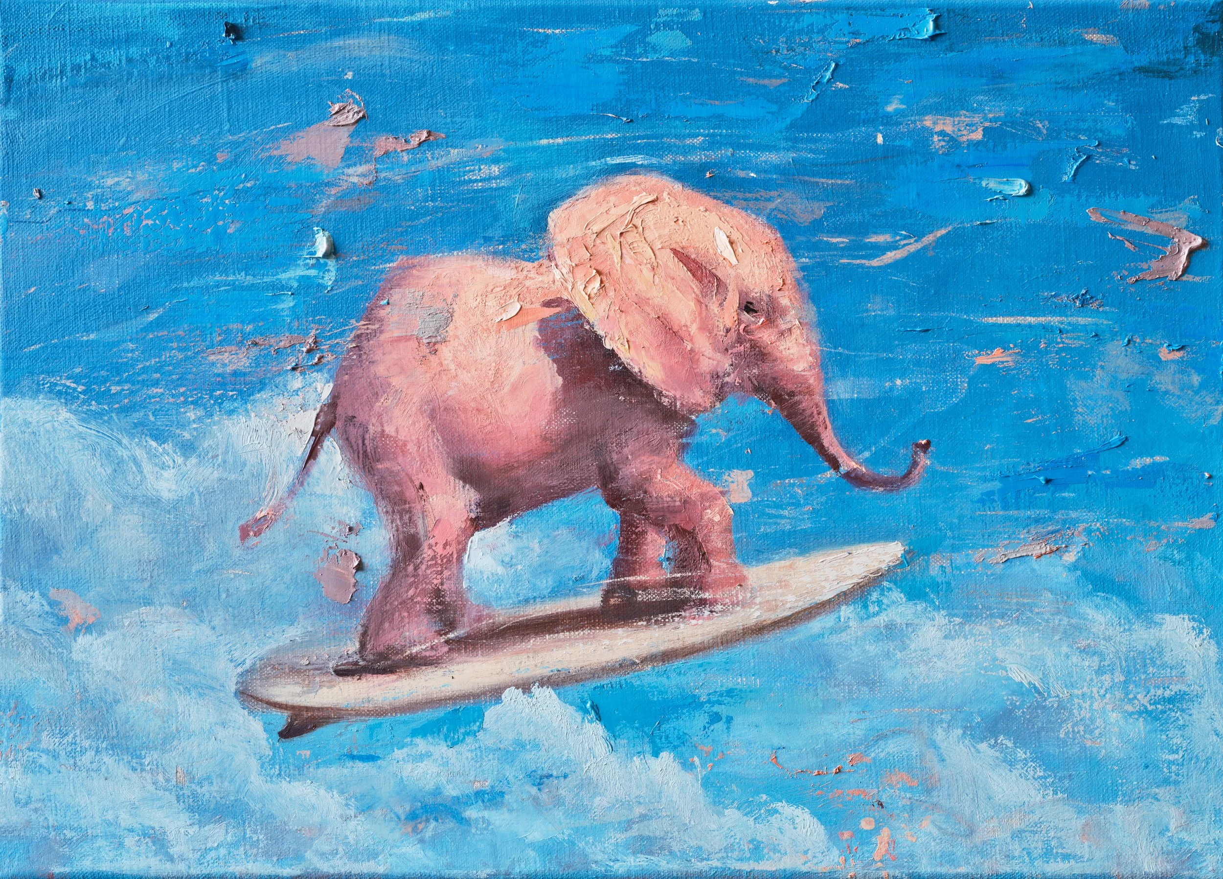 Pink Elephants Can Fly, 46.5 x 33 cm, Oil on Linen, 2026