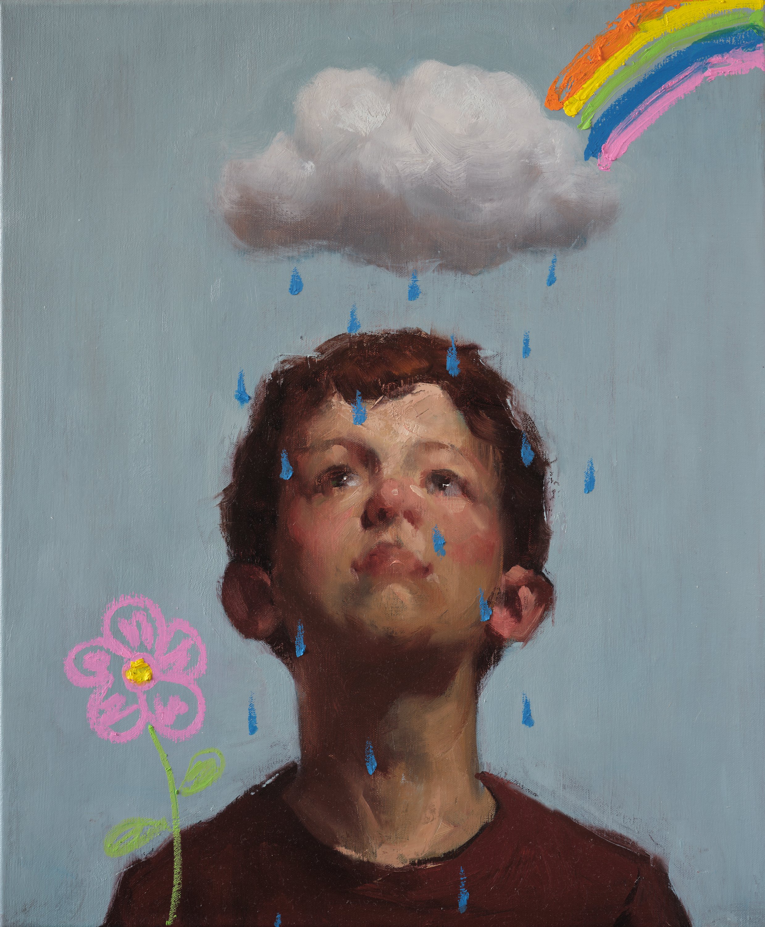 Boy With Passing Cloud, 60 x 50 cm, Oil on Linen, 2026