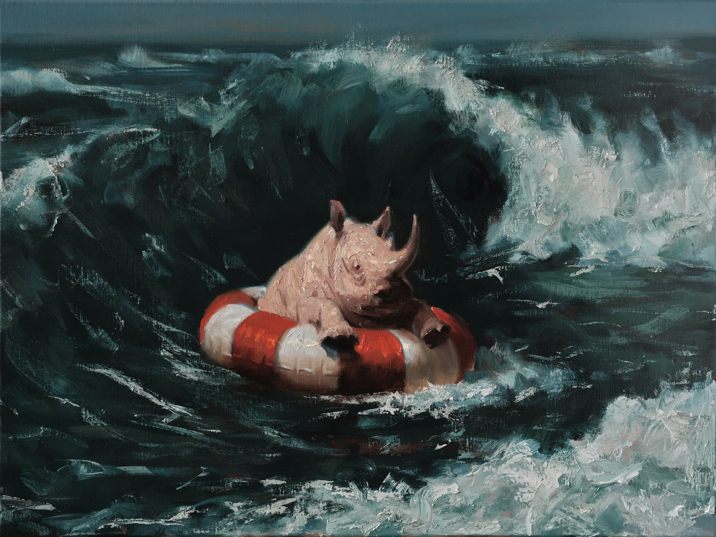 Baby Rhino, 60 x 80 cm, Oil on Linen, 2026 