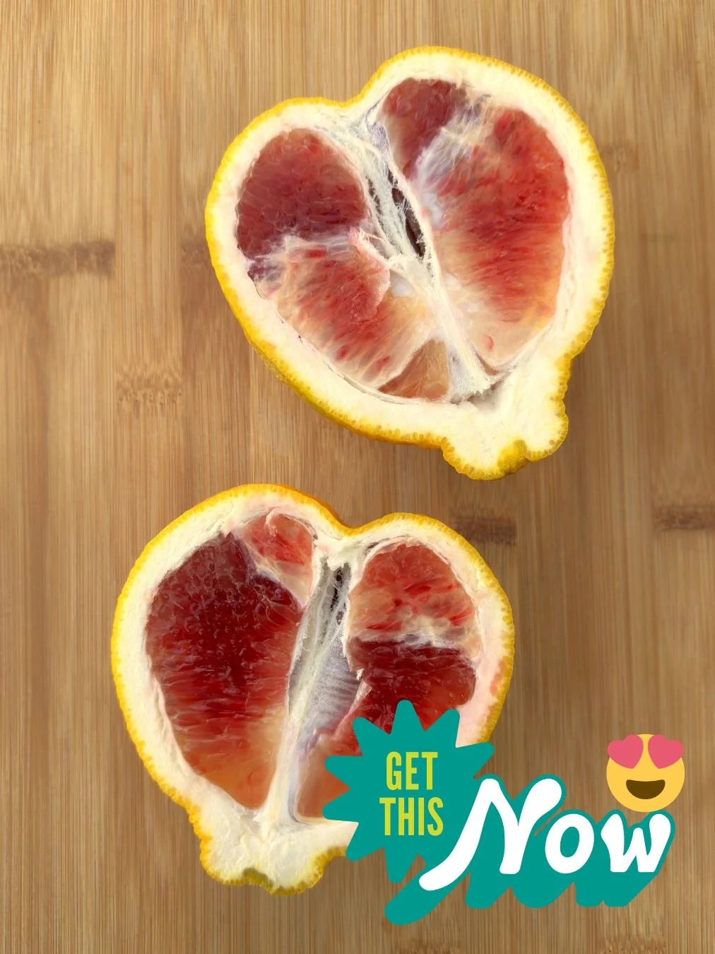 Aw, how cute. When cut in half, the organic Valentine pummelo looks like a heart! Just in time for a certain mushy holiday, this citrus has everything people want with their romance: it&rsquo;s juicy, it&rsquo;s sweet and the rind is easy to peel. Th