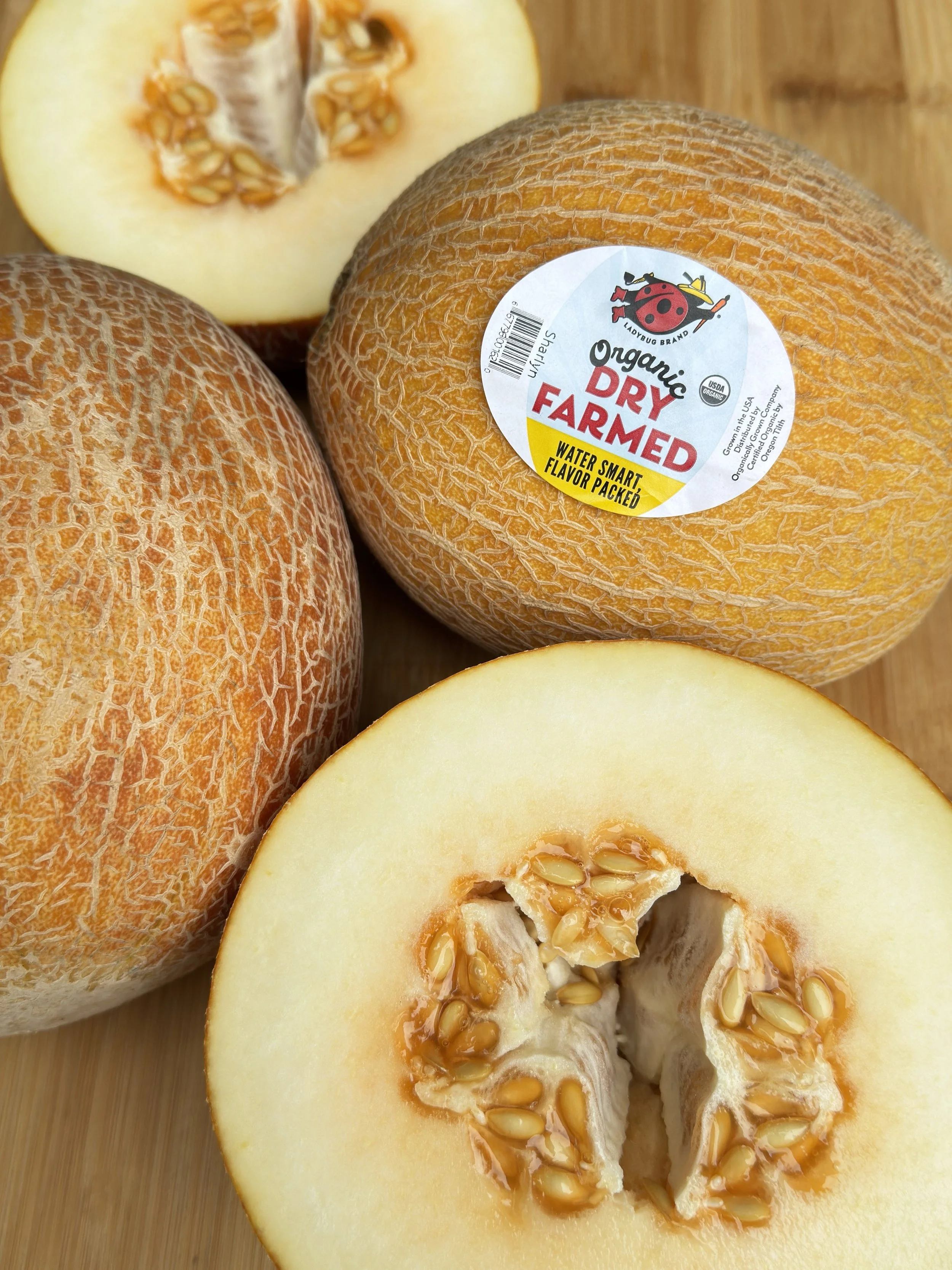 What makes Dry-Farmed melons special? ​

Instead of relying on summer irrigation, their roots reach deep into the soil to find naturally stored moisture. Less water helps create something pretty delicious, with intensely sweet, concentrated melon fla