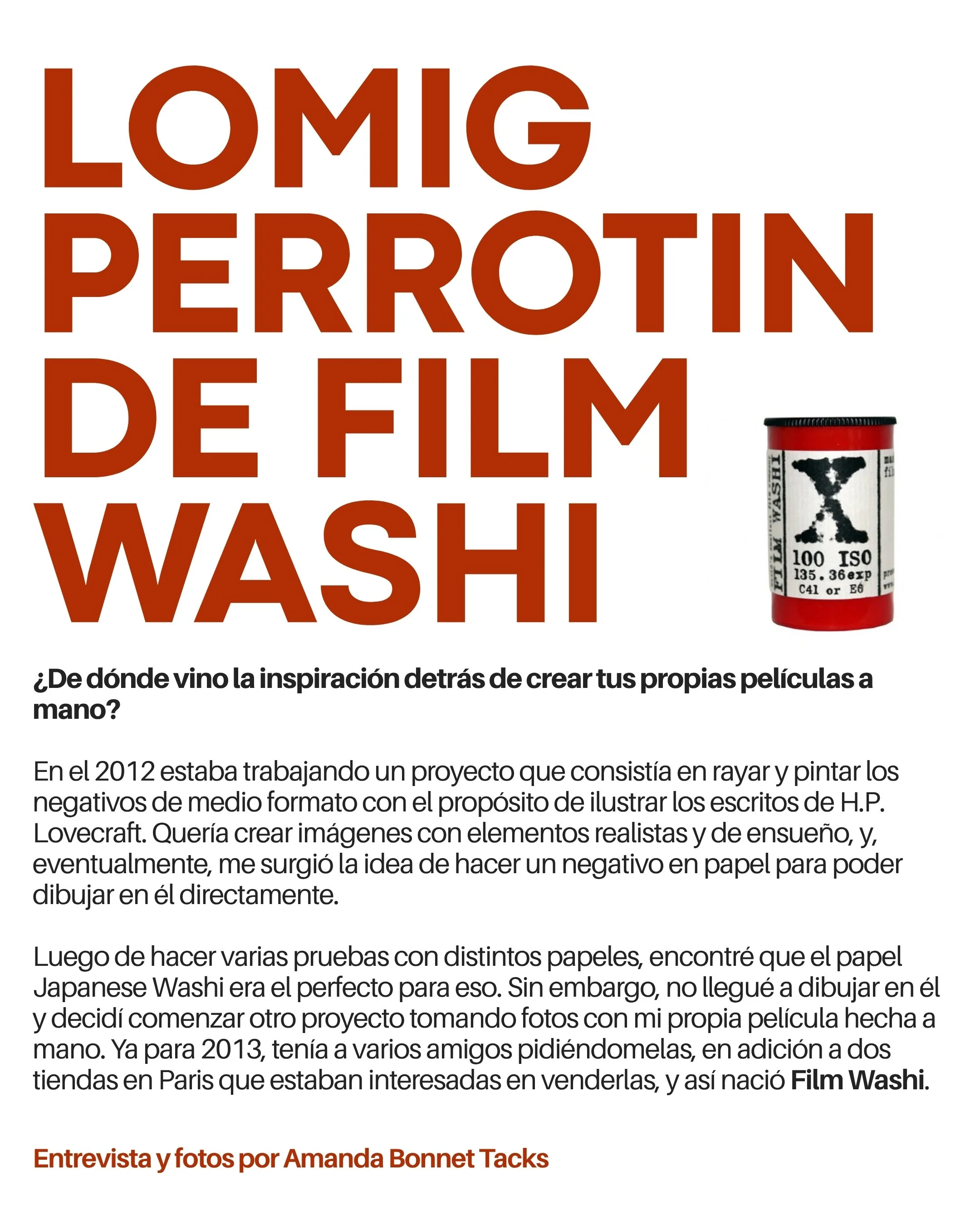 La compañía fotográfica más pequeña del mundo — Una Entrevista con Lomig Perrotin de Film Washi