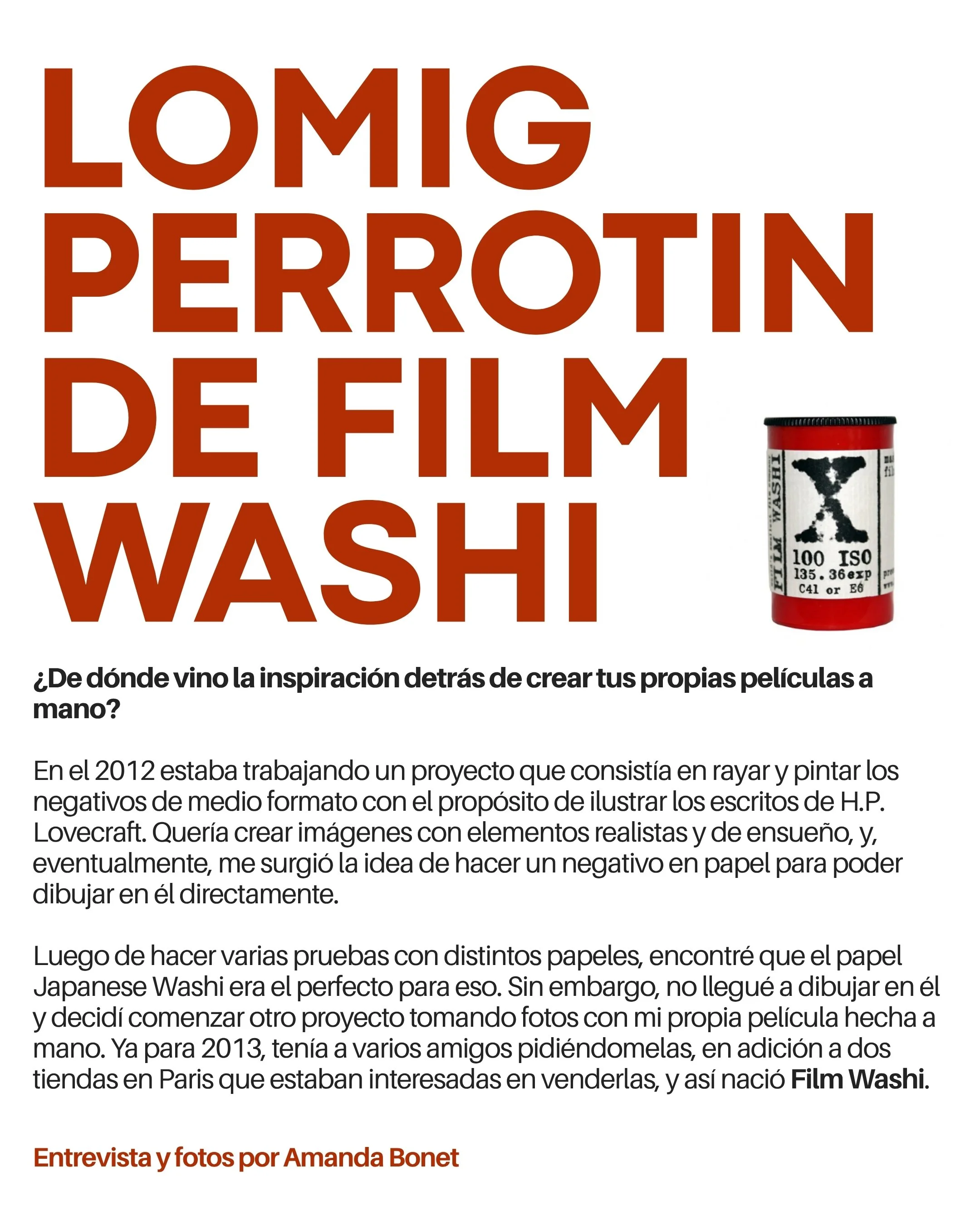 La compañía fotográfica más pequeña del mundo — Una Entrevista con Lomig Perrotin de Film Washi