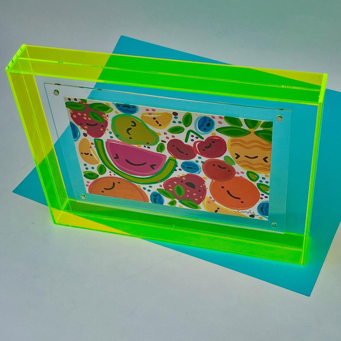 Really excited with how this little painting turned out for the upcoming #fruitsandveggiesshow at @giantrobotstore! I love that this frame really makes all the colors pop! (Even if it was a pain to photograph. 😂) Show opens tomorrow, June 14th! So m
