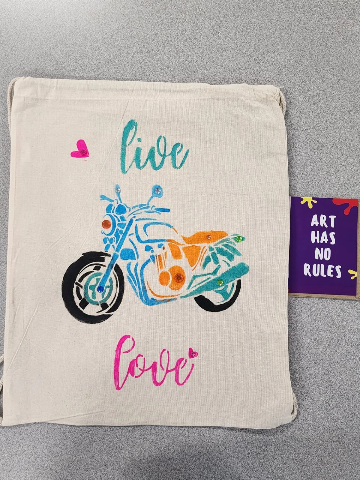 live love motorcycle tote bag art experience.jpg