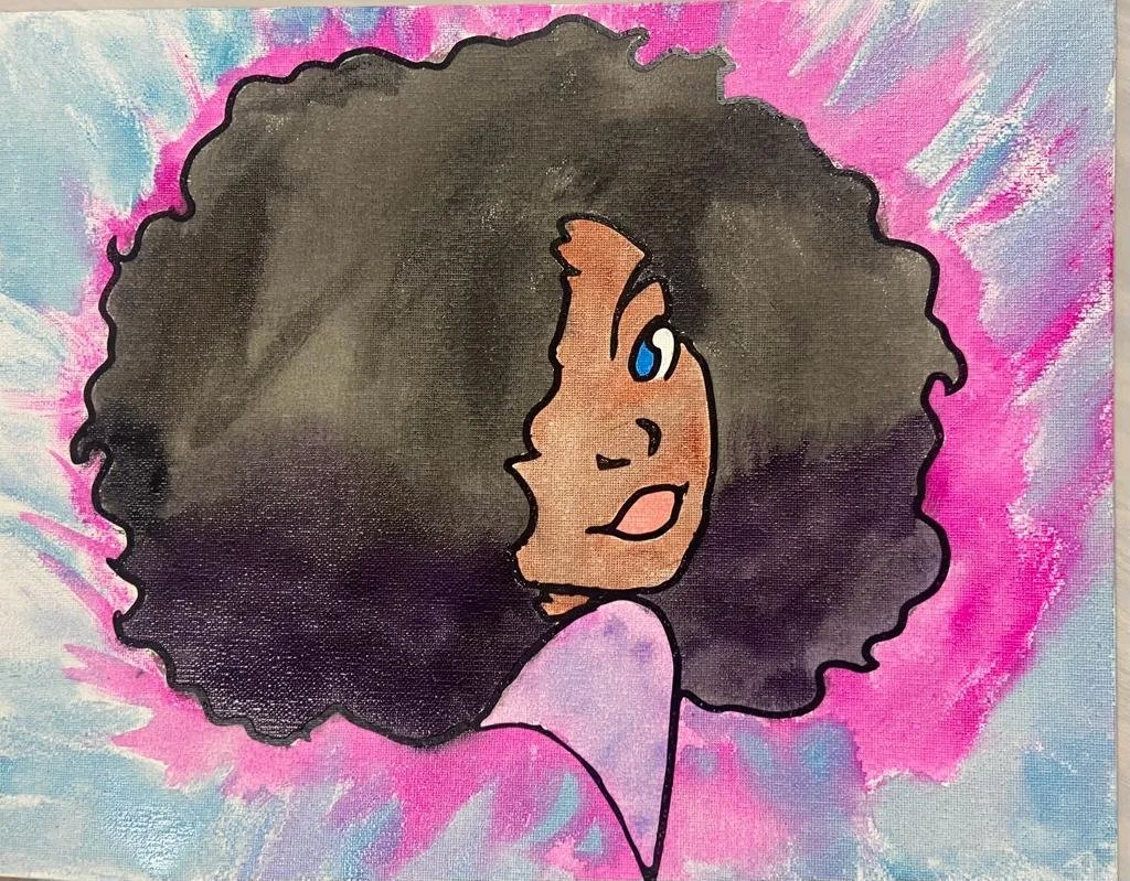 canvas art creative art program painting of a brown skin curl with a cute afro