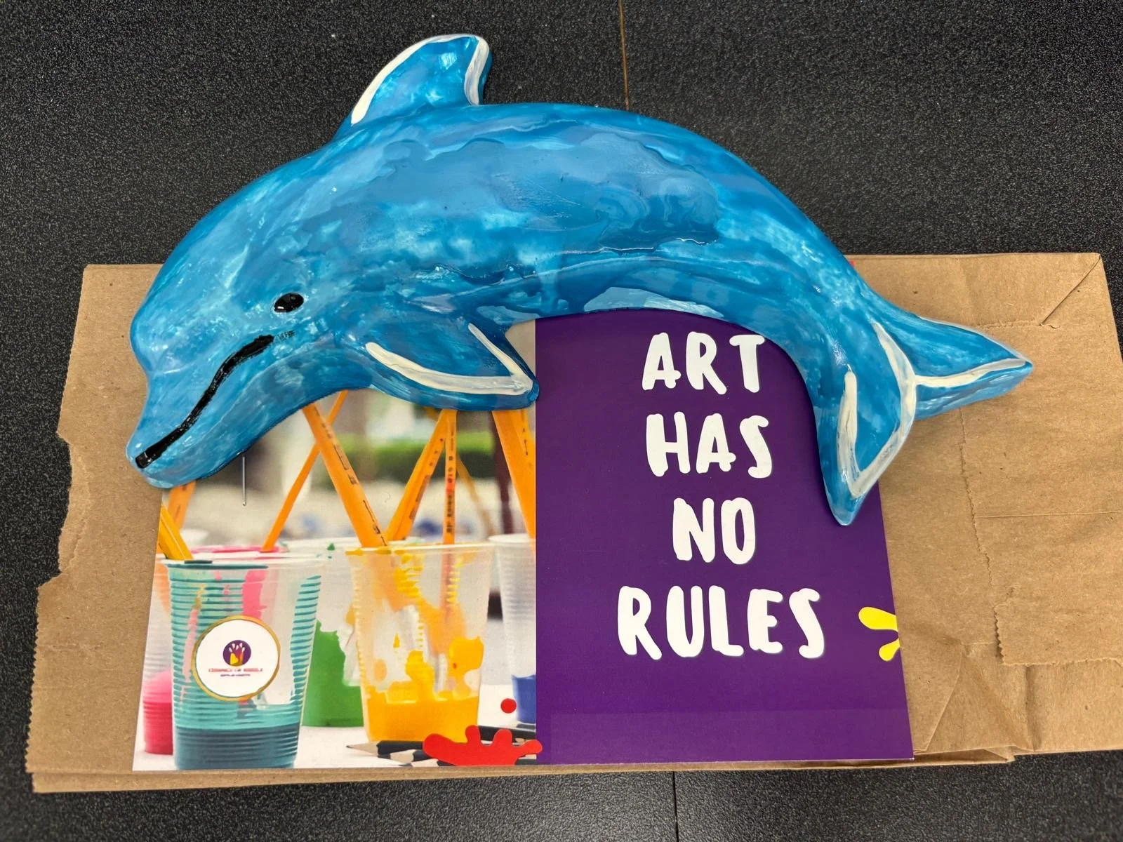 blue dolphin plaster craft painting.JPG