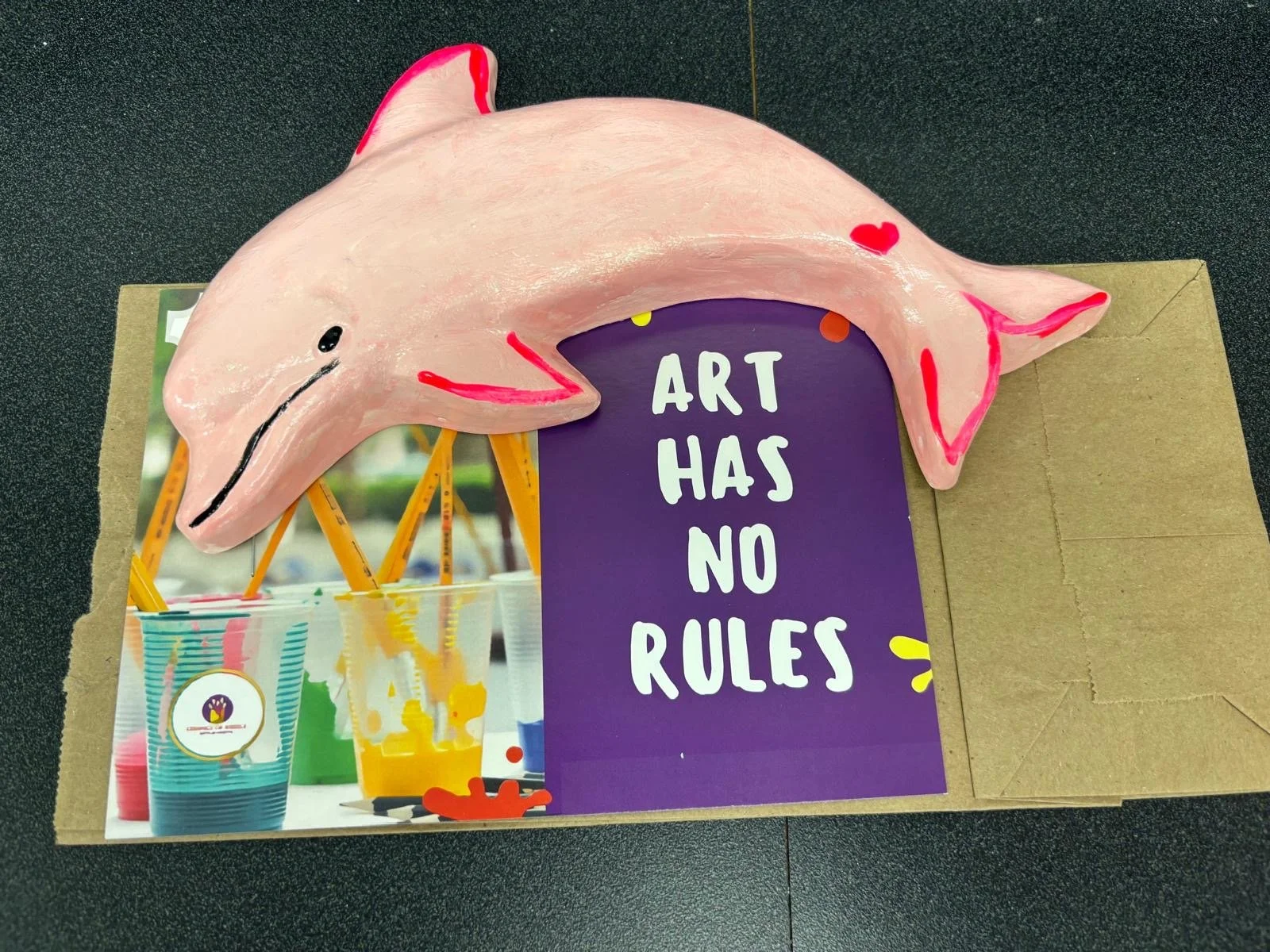 pink dolphin plaster craft artwork.JPG