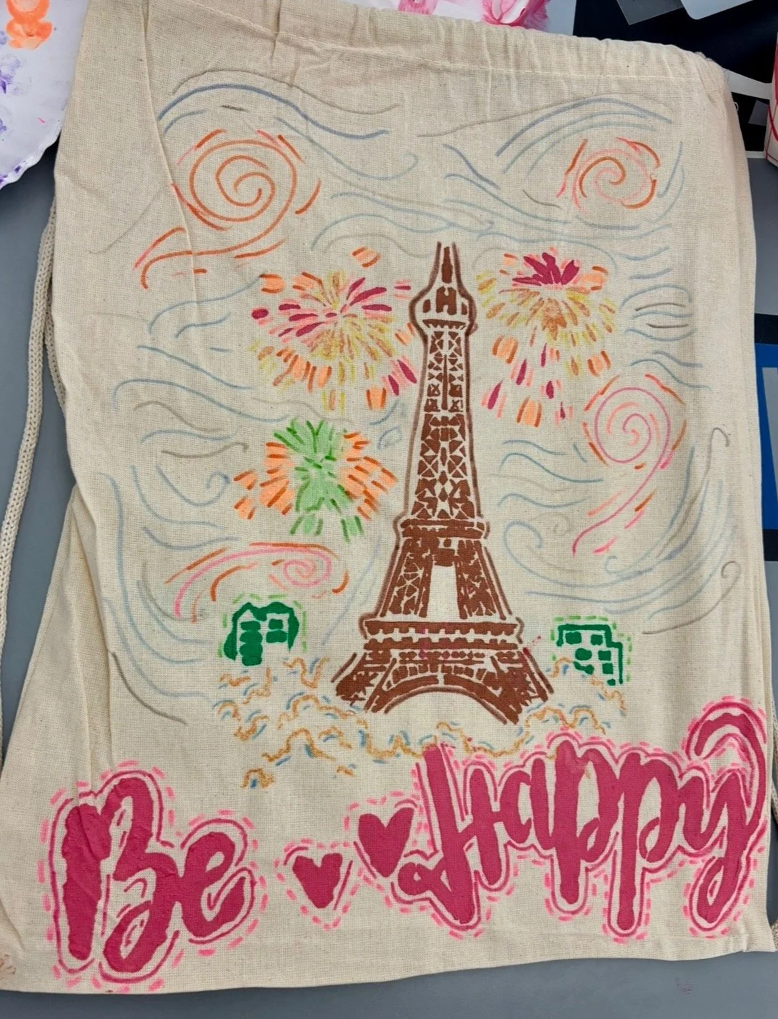 backpack designing with the Eiffel tower