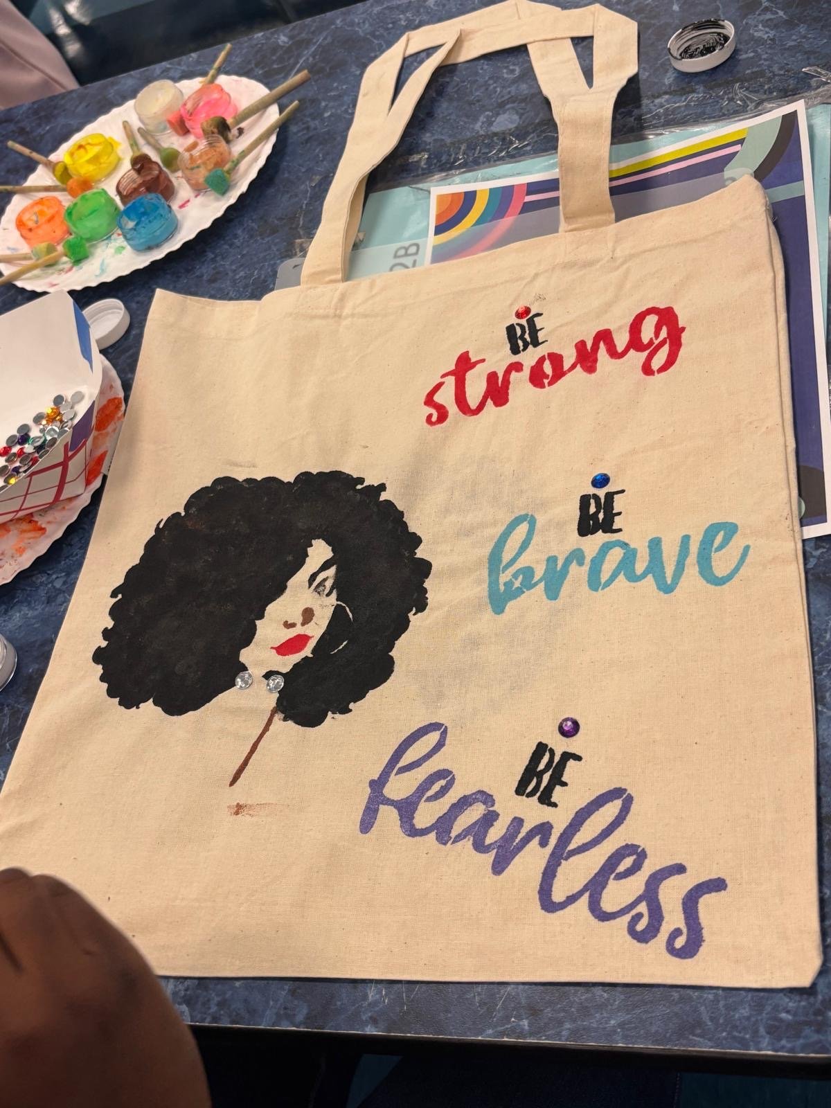 bag art you are strong brave and fearless.JPG
