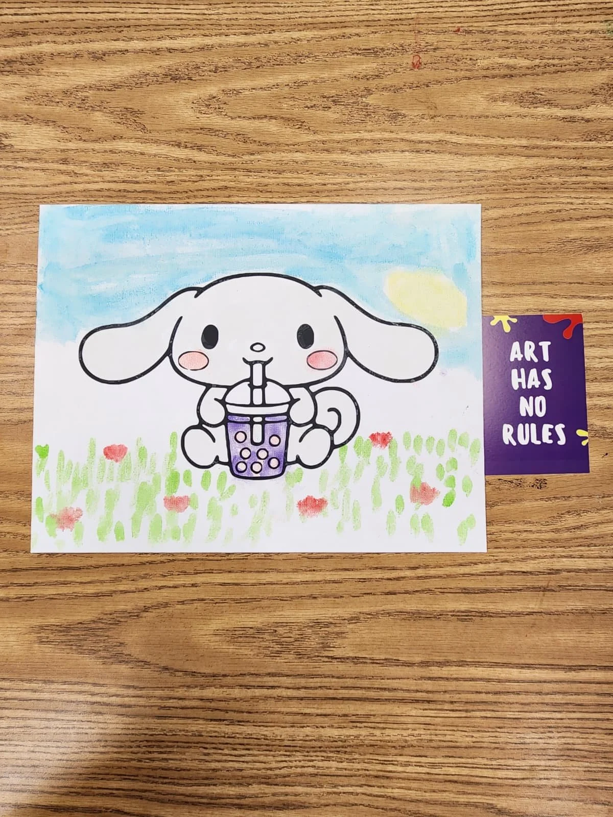 student finished canvas artwork cinnamon roll.jpg