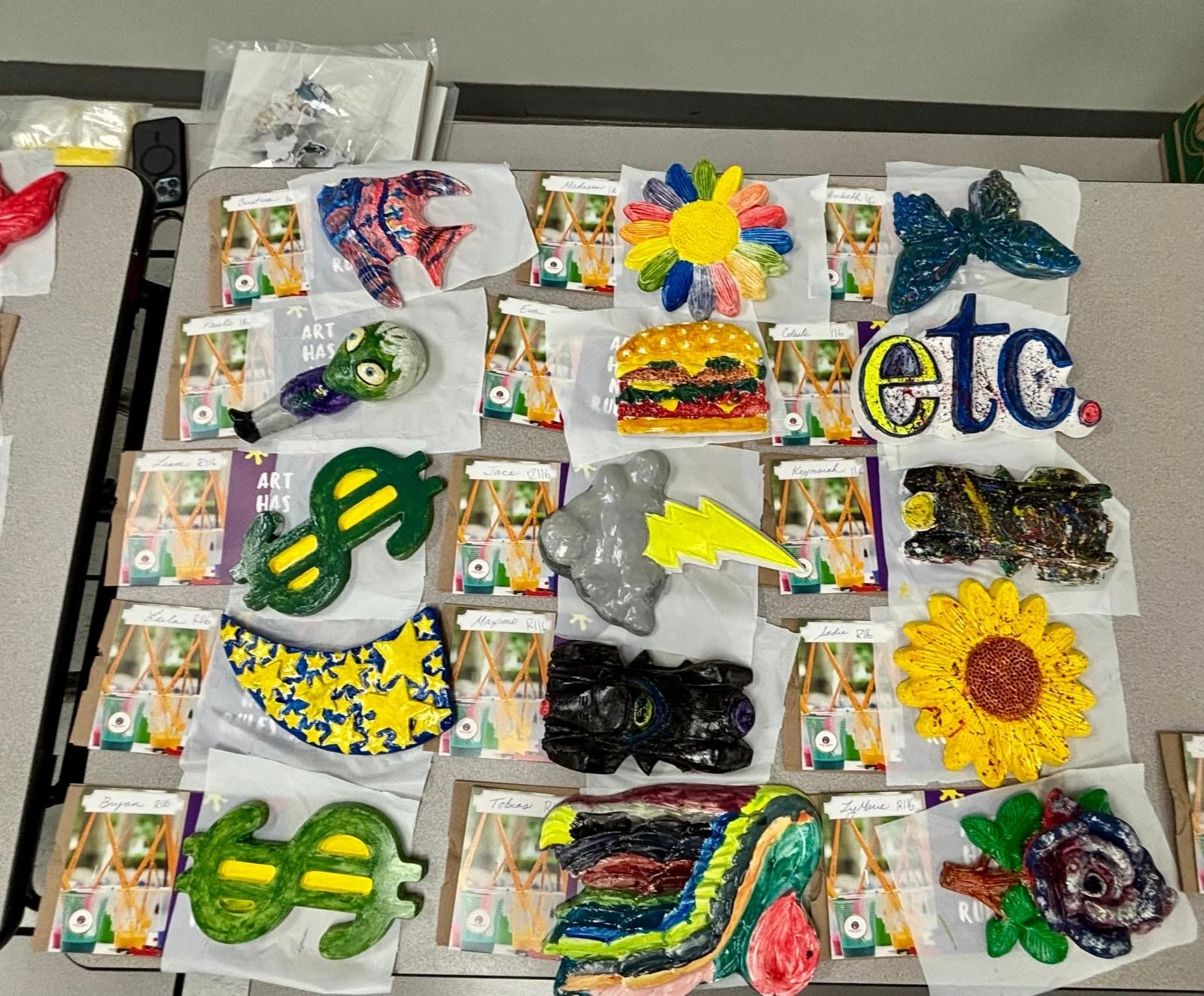 ceramics on wheels students finished art creations.JPG