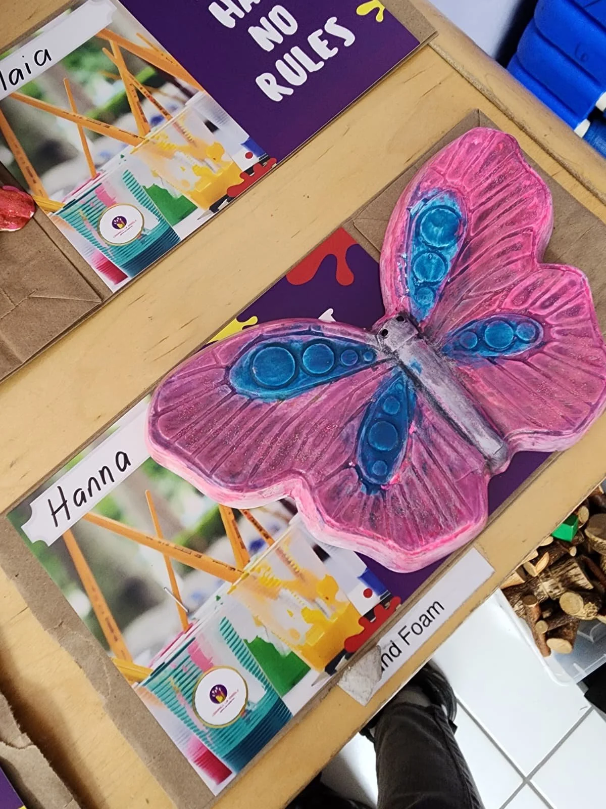 pretty pink and blue butterfly plaster craft art work.jpeg