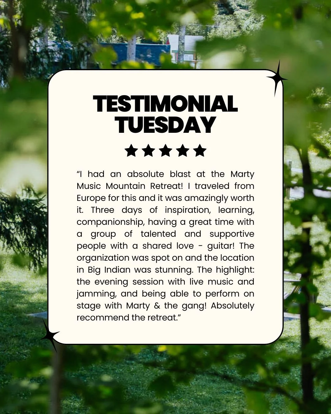 Don't just take our word for it &mdash; Here's what one of our participants had to say about their experience with MMC this summer at the Marty Music Mountain Retreat. We love to hear from you!