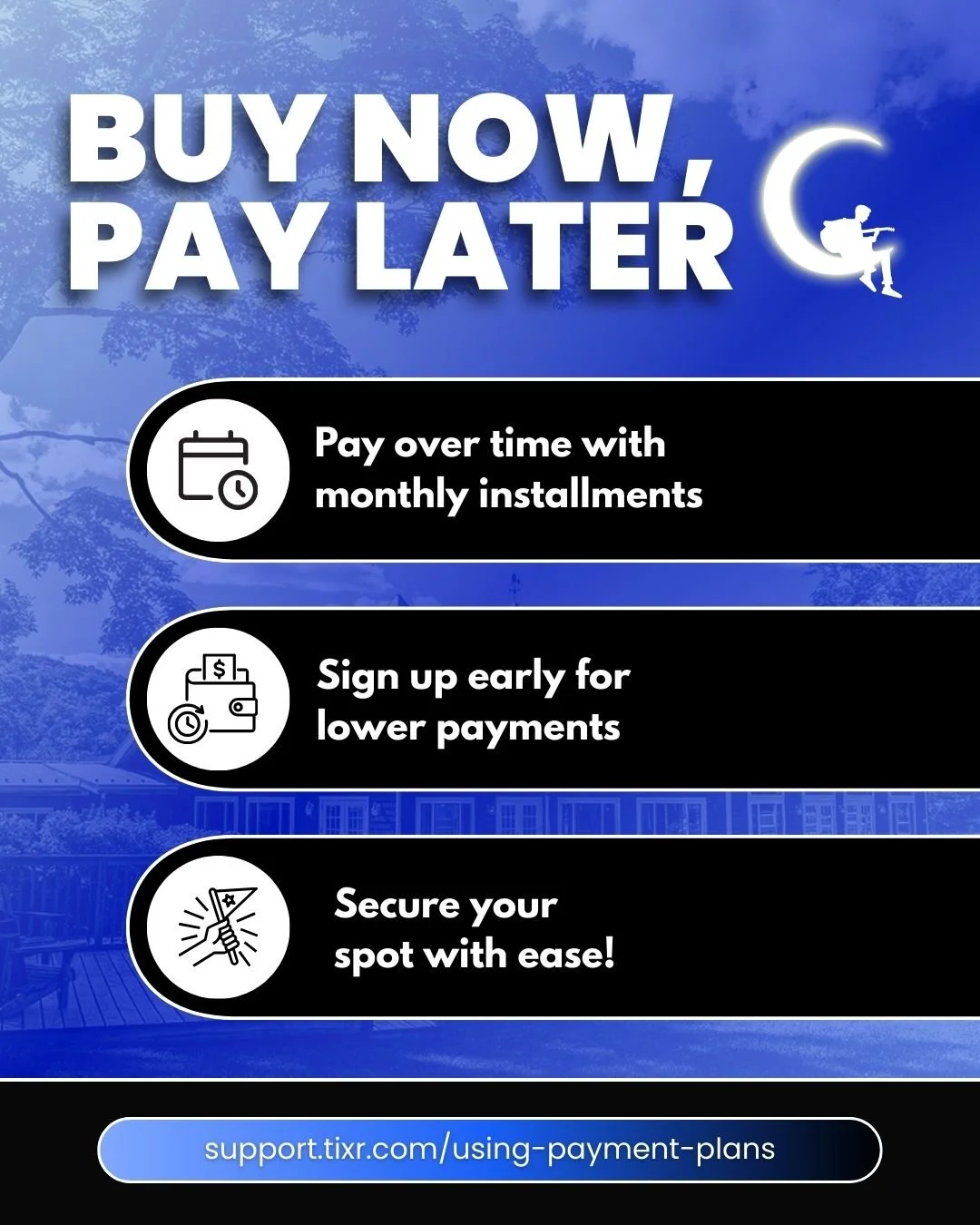 On-sales are coming this week 🎟 And we&rsquo;ve got good news &mdash; payment plans are available through Tixr. 🔒Lock in your spot with a 20% deposit and split the remaining balance into monthly auto-pay installments. The earlier you register, the 