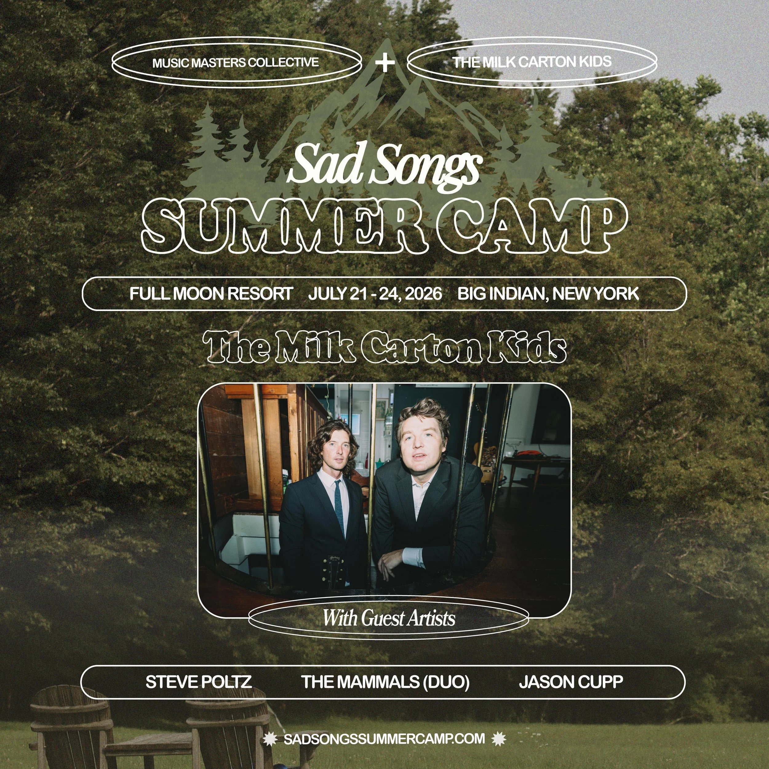 Music Masters Collective Presents: The Milk Carton Kids' Sad Songs Summer Camp located at Full Moon Resort in Big Indian New York.