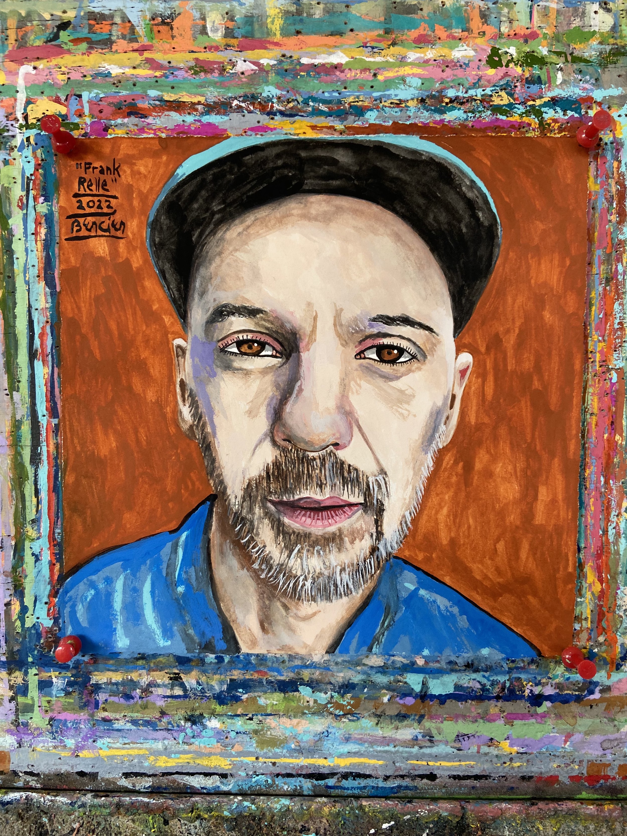 Frank Relle, 2022, photographer, gouache on handmade paper, 8 x 8