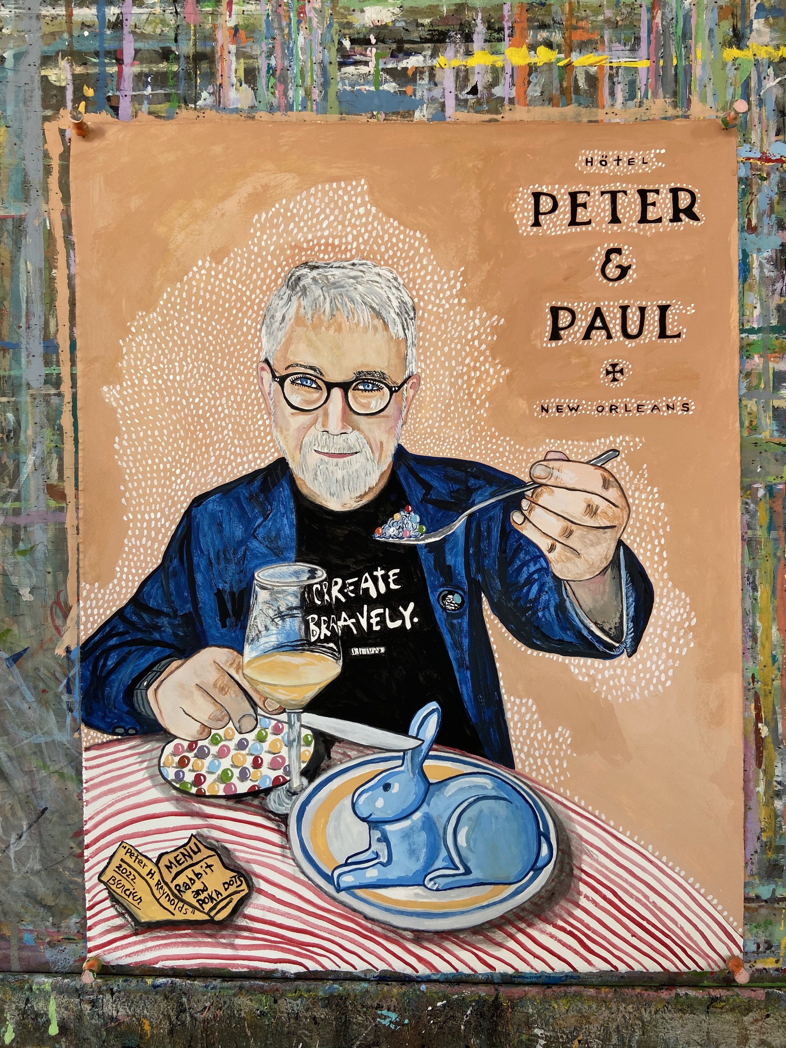 Peter Reynolds, 2022, artist and author, gouache on handmade paper, 14 x 18 inches