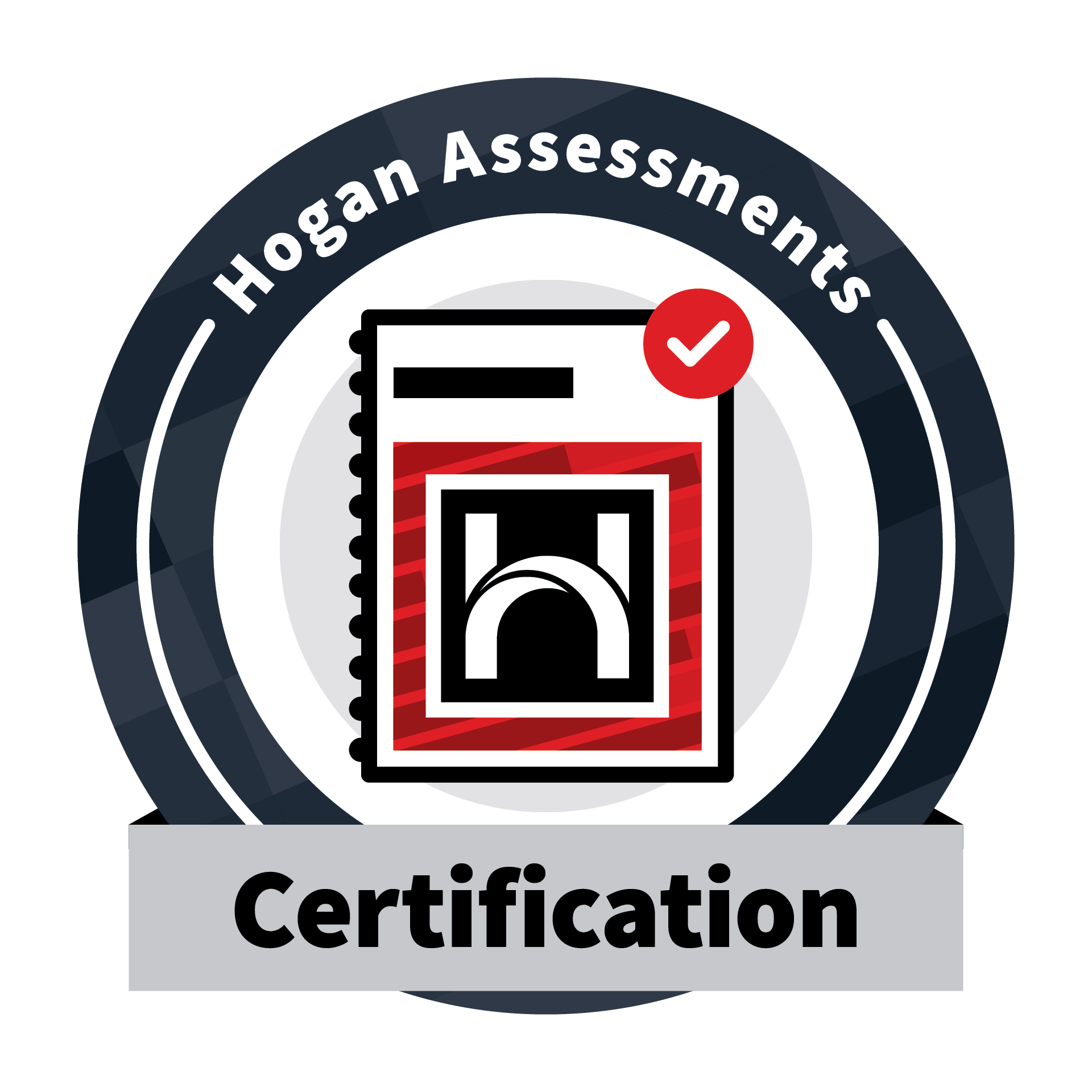Hogan Assessments certification badge with logo and checkmark.