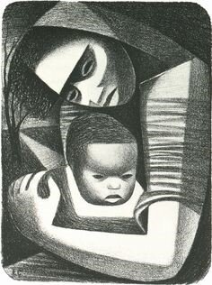 Elizabeth Catlett, Mother and Child, lithograph 