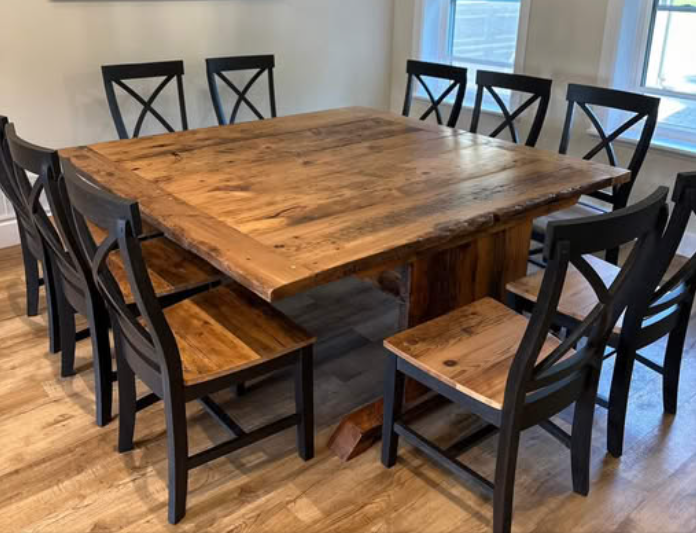 10 person square table in reclaimed wood