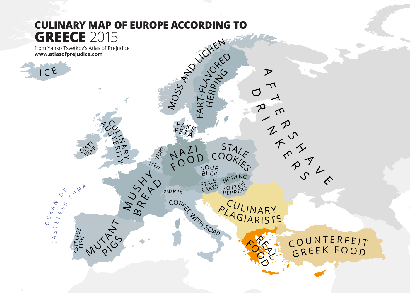 Culinary Map of Europe According to Greece