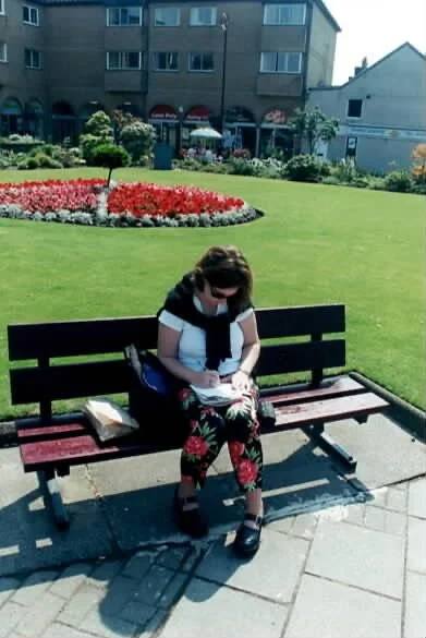 Rachel writing in Scotland