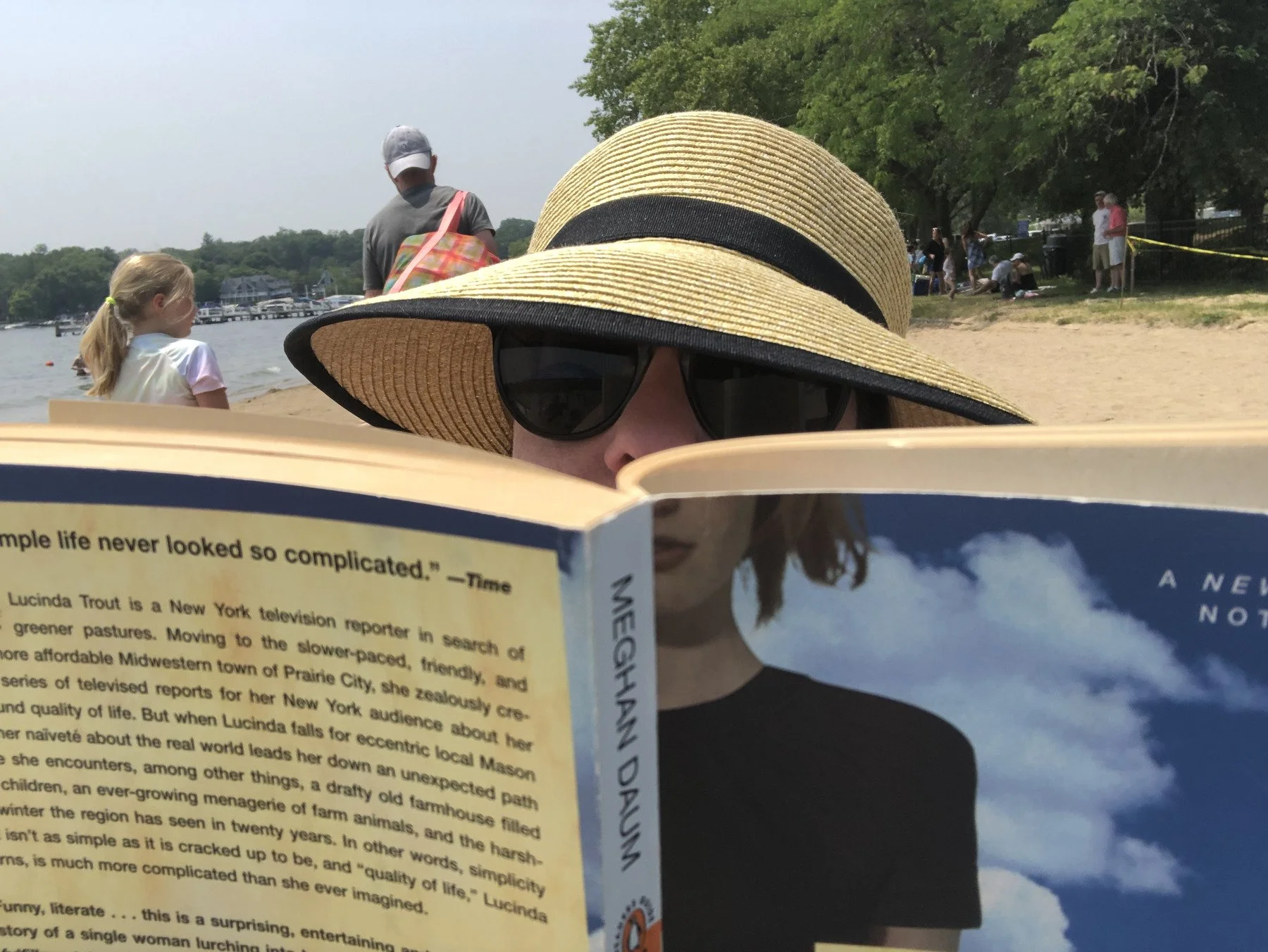 Rachel reading, at the beach