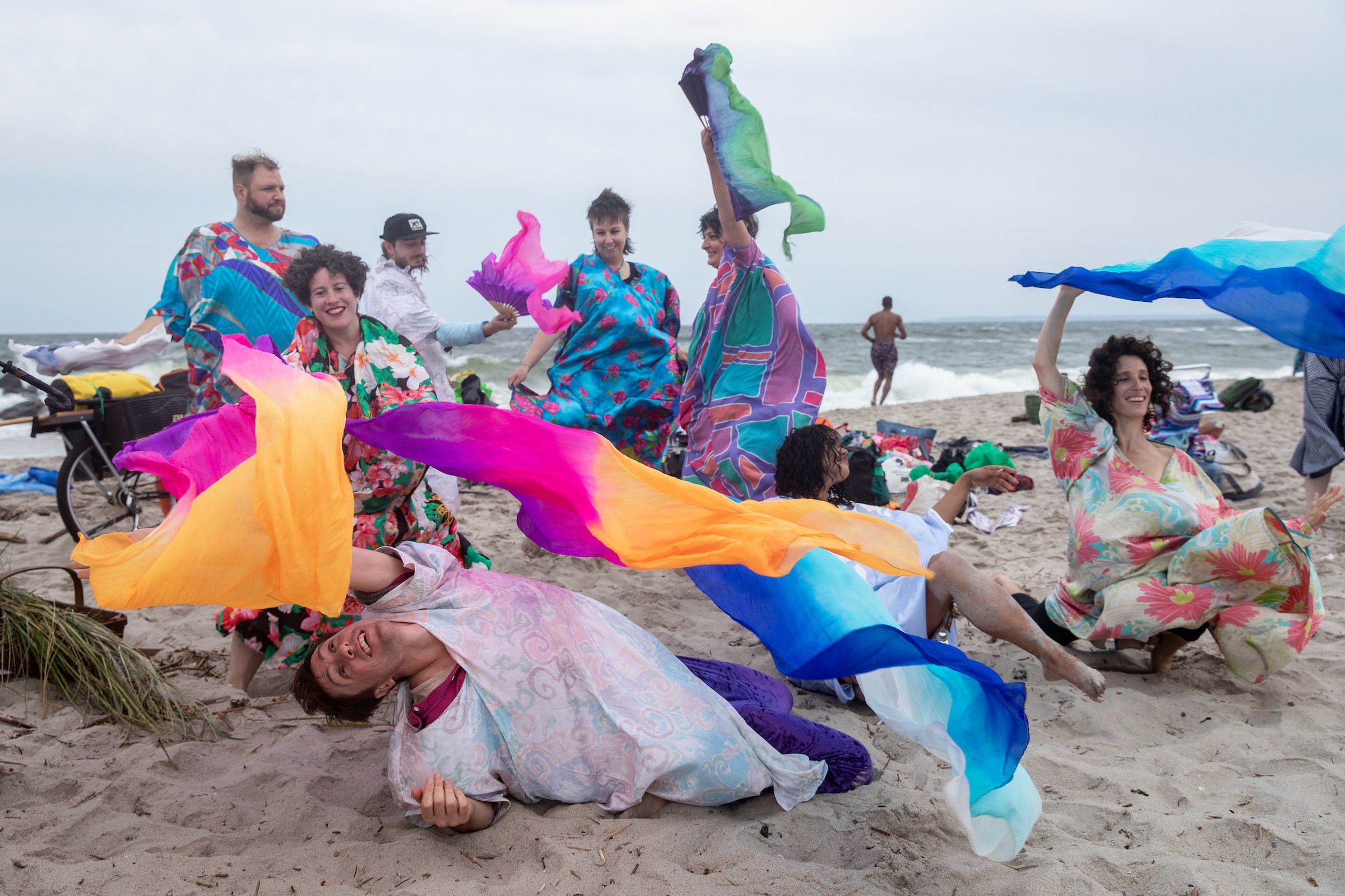 a Mumulution party erupts after the storytelling, led by performance artist Heather Morowitz. Photo by Walter Wlodarczyk