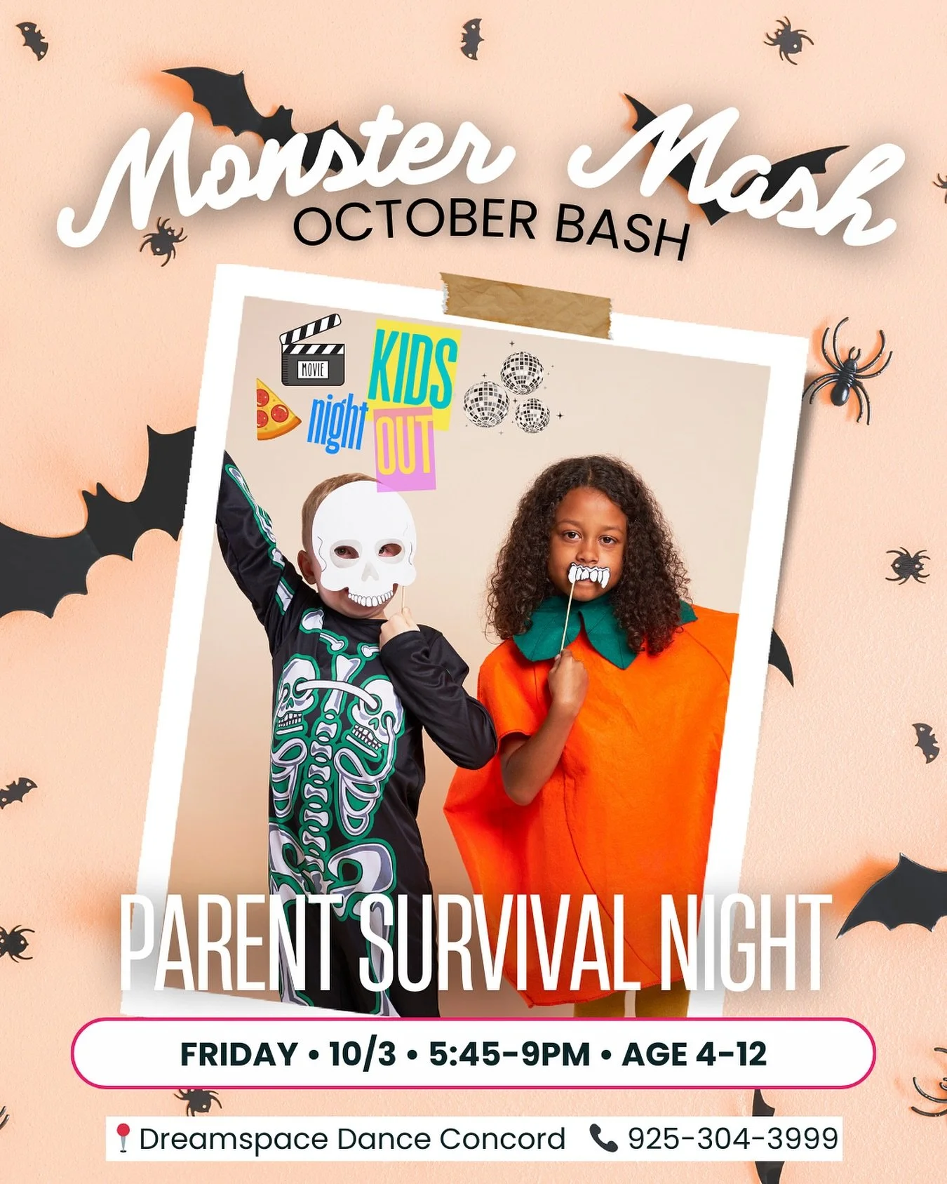 Now introducing ✨Parent Survival Nights✨ #KidsNightOut at Dreamspace offered on the 1st Friday of each month. 🎉 

Treat yourself to a well-deserved night out or a quiet night in while your kiddos join us at the studio for dancing, pizza and a movie!