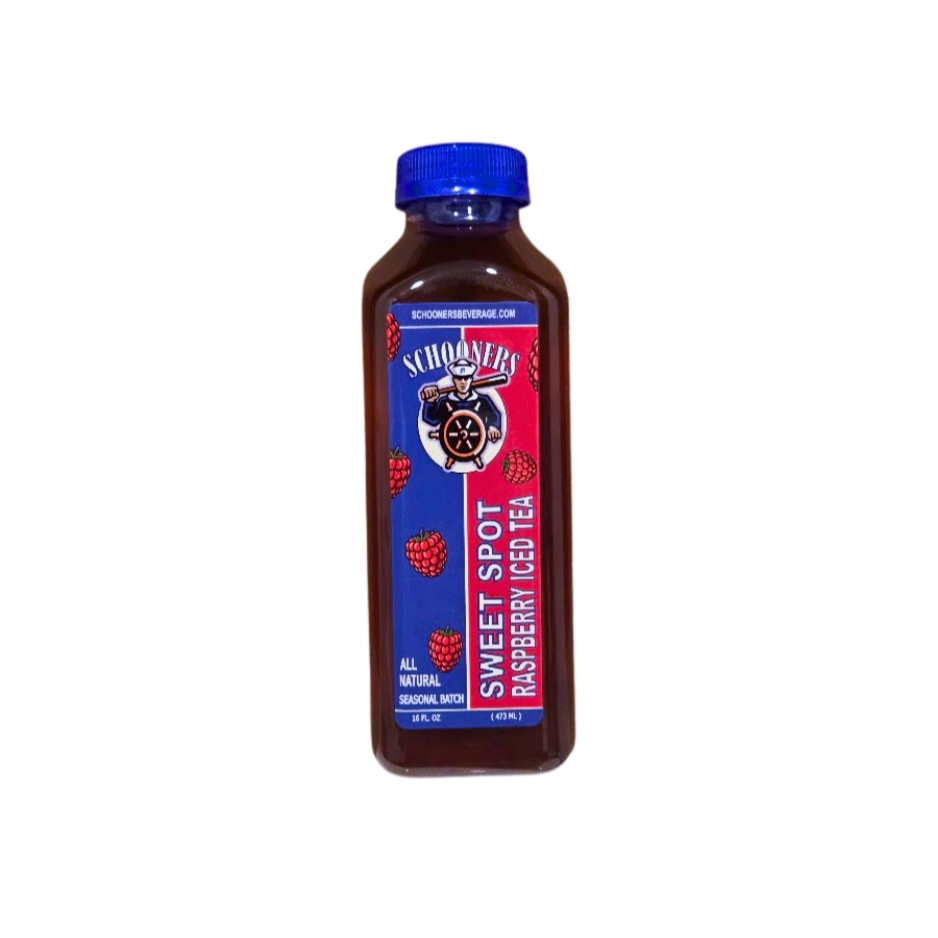Schooners Raspberry "Sweet Spot" Iced Tea combines our classic All-Natural Iced Tea with Raspberry and Honey for one subtly bold Raspberry Iced Tea