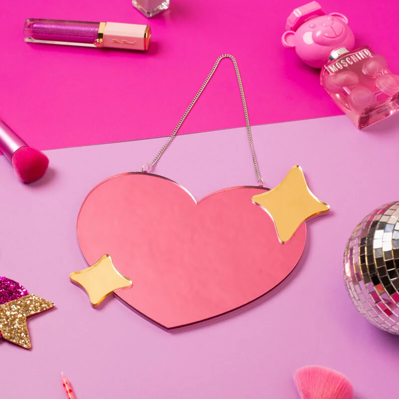 Pink Love Heart Shaped Wall Mirror — Sprinkle Club
