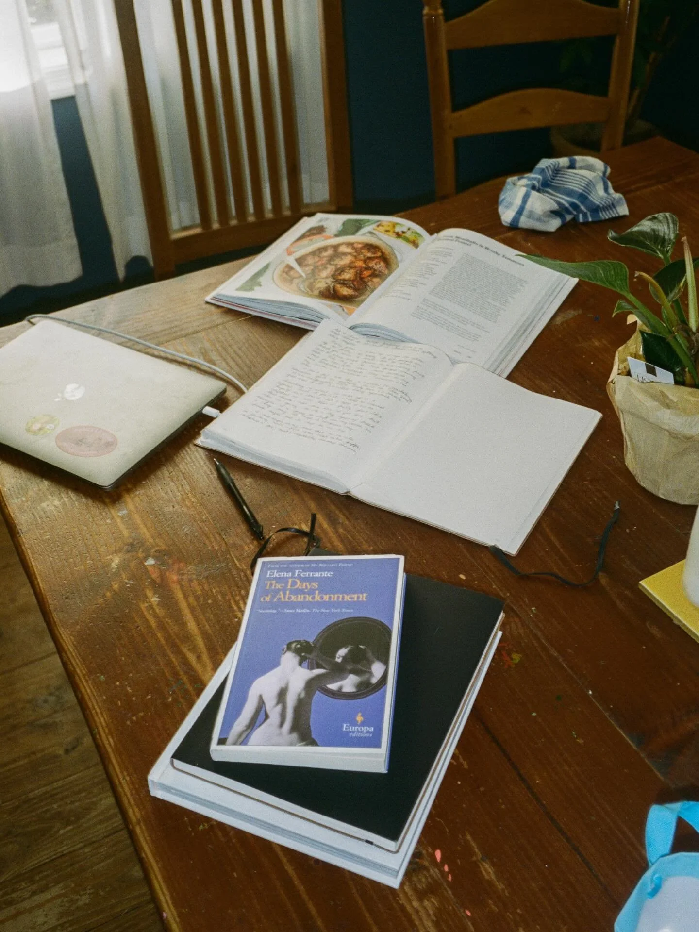 This is the closest thing I have to an office- this corner of the dining room table that in the winter months offers a sliver of a view of the Chesapeake Bay.

It's where I write the to-do lists, plan meals for upcoming workshops, scribble notes for 