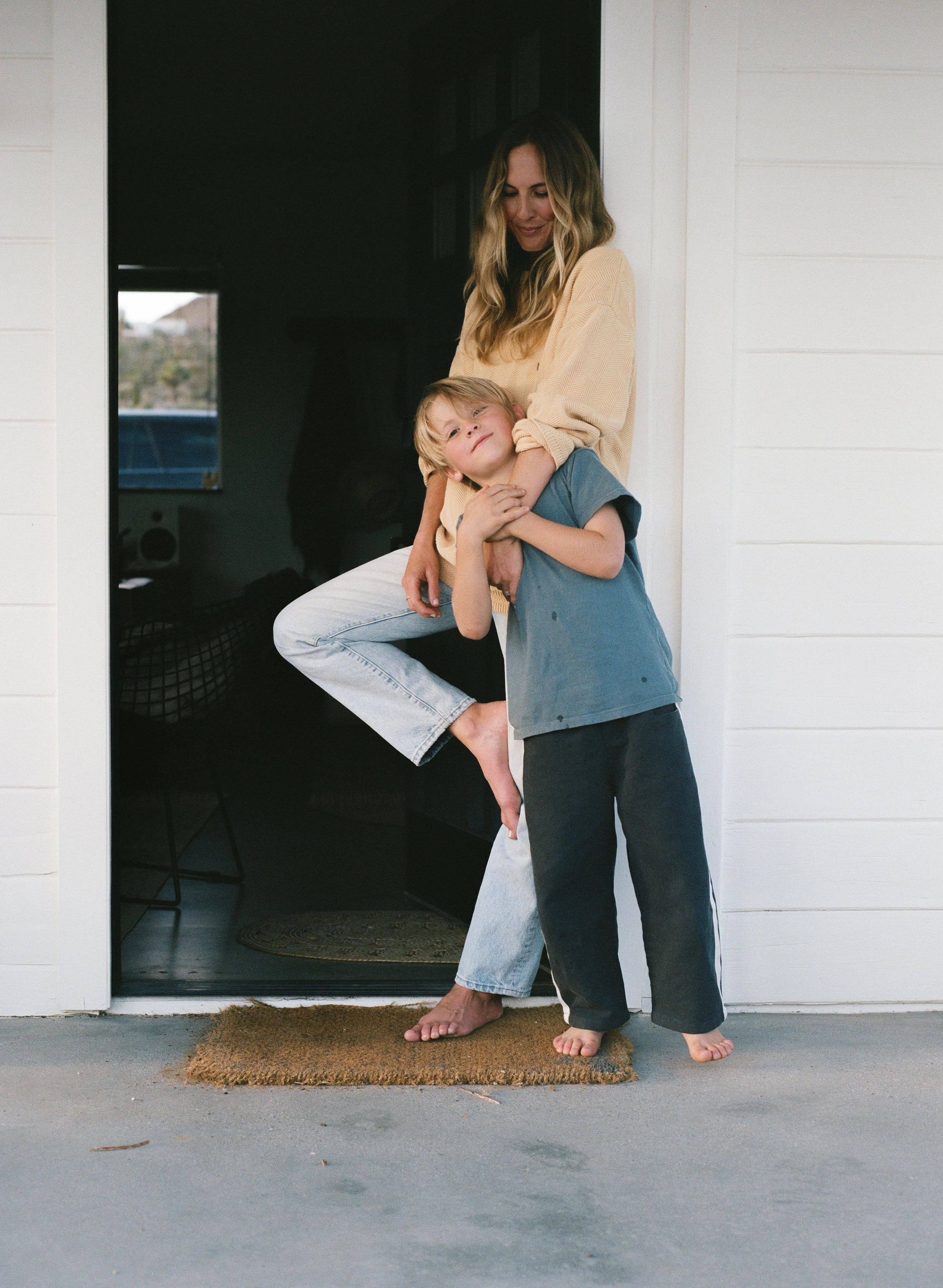 tree pose in the doorway- motherhood on film