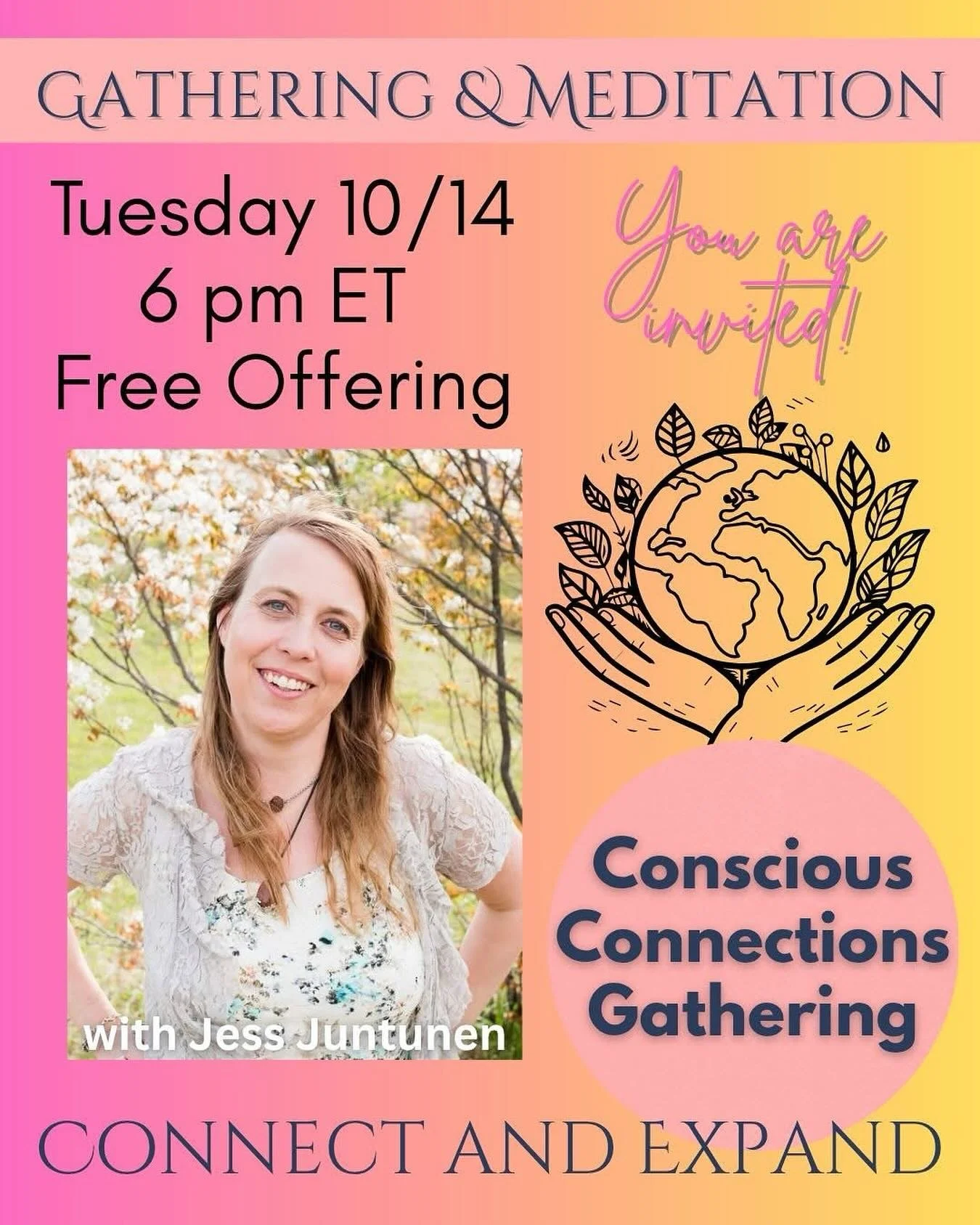 Message from Jess! 👉🏻 I&rsquo;m so excited to be holding space again this month, this circle always brings the sweetest moments of connection and clarity 

🍁You&rsquo;re Invited! 🍂
Join October&rsquo;s Free Conscious Connections Gathering + Medit