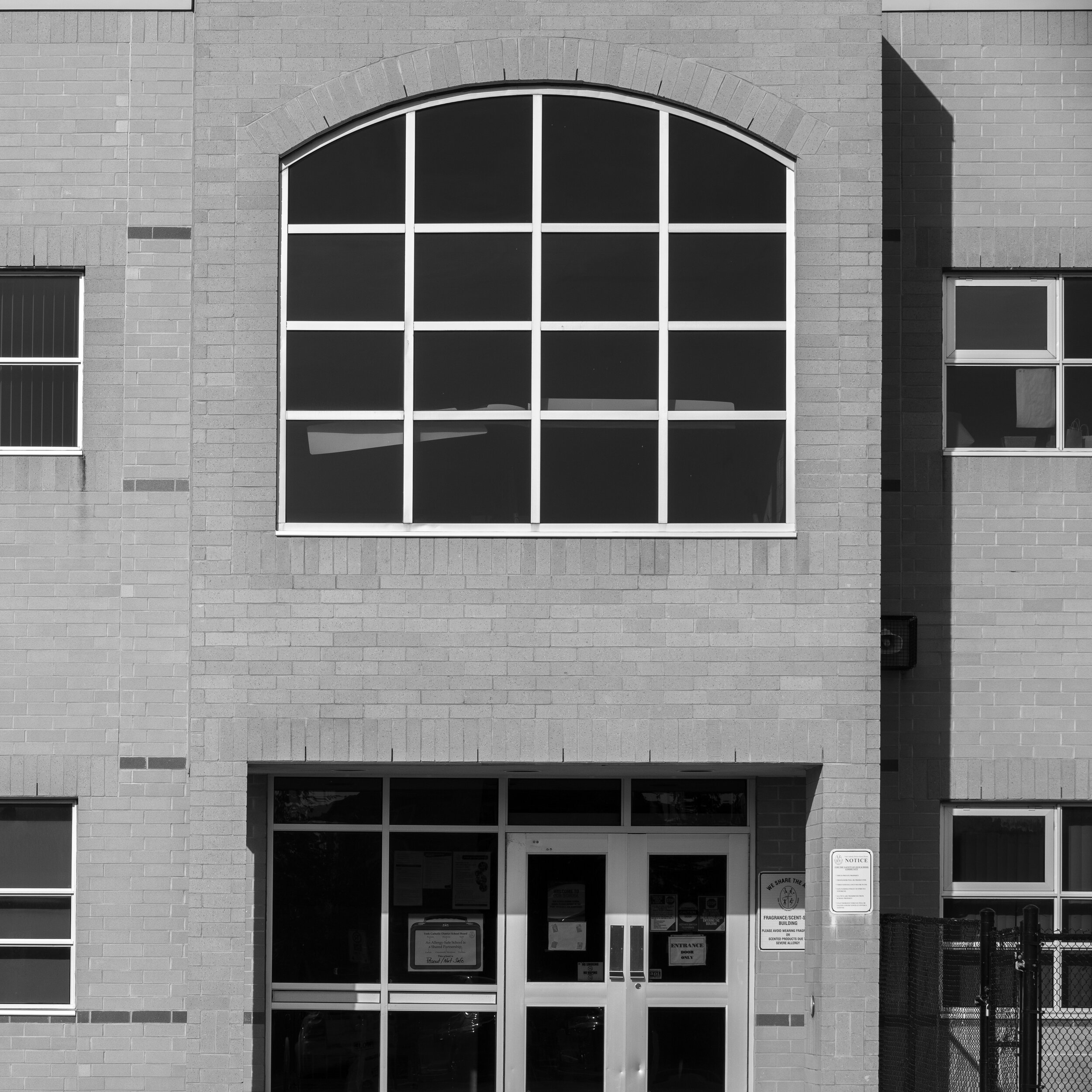 Send Off - It is now time to send your kid to school. Represented by the lighter colors, the outside of the school is more or less the same, but much time has passed, and the things that happen and are taught are very different from many years ago.