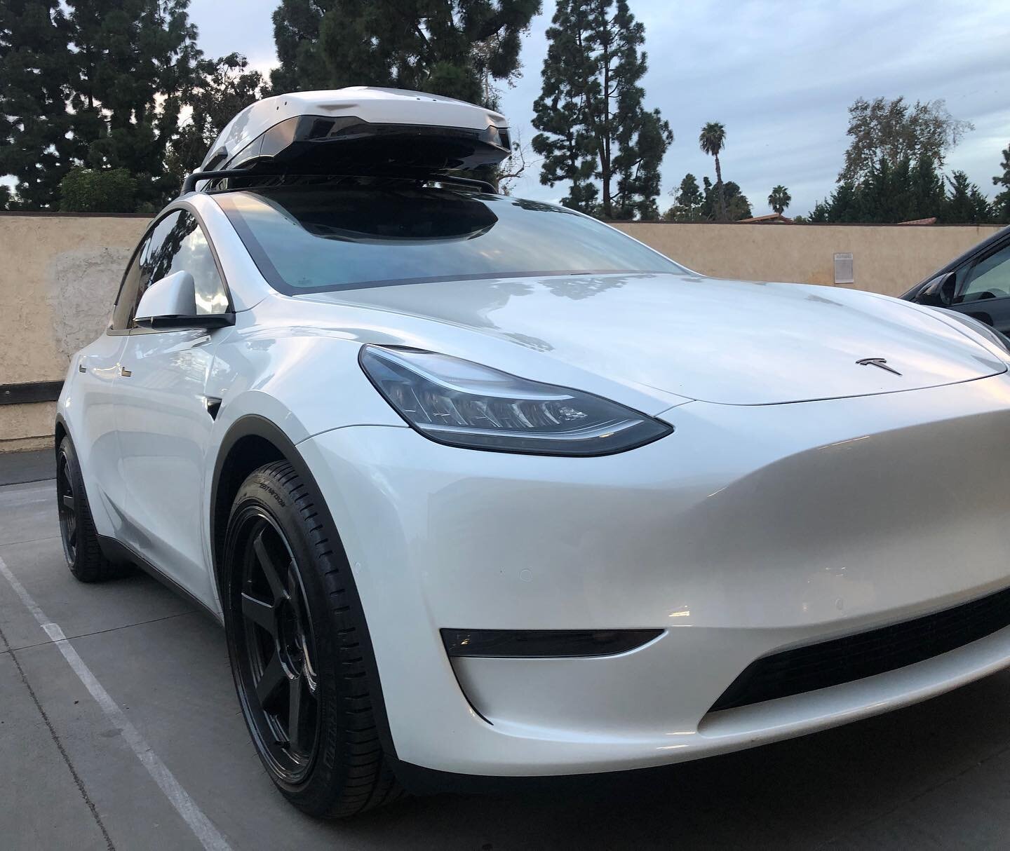 Model Y with a matching roof rack #ModelY #volkracing #volkwheels