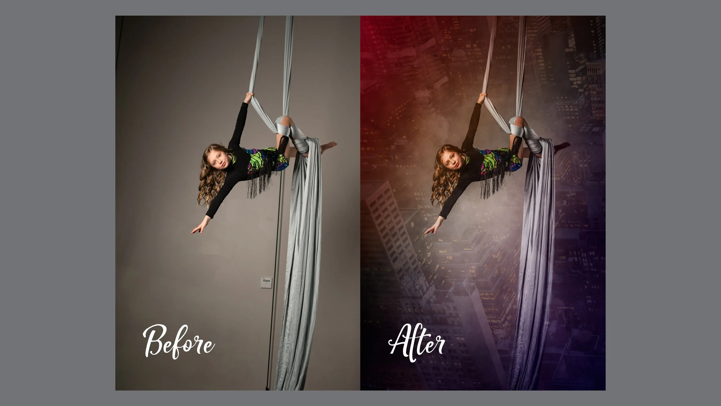 Aerialist photography and retouching.