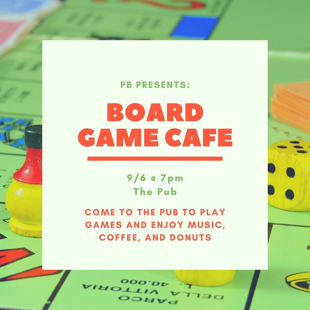 Come to the pub on Tuesday at 7pm for coffee, donuts, and games!