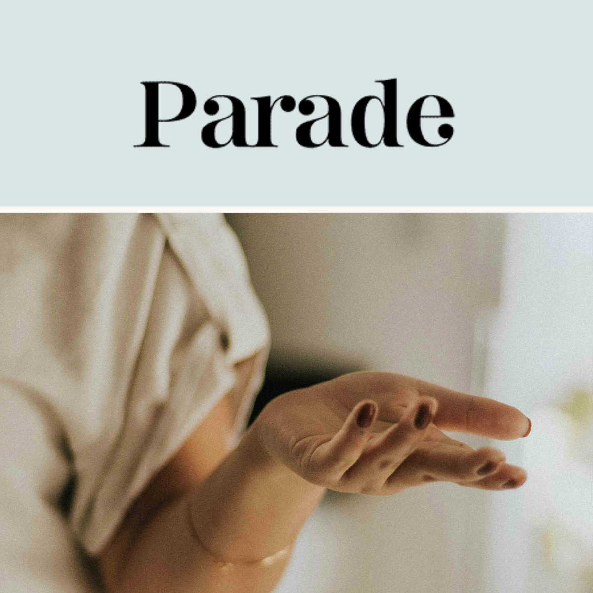 Woman with arm out and palm facing up