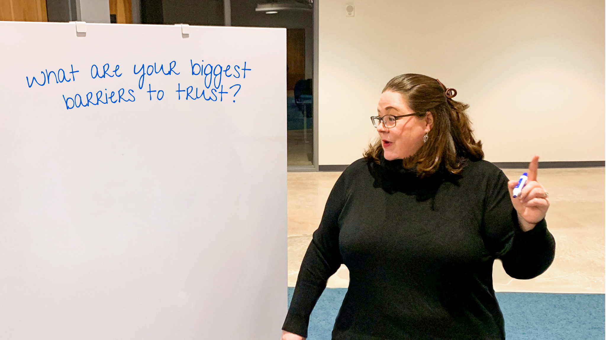 Dr. Porter facilitating with a whiteboard