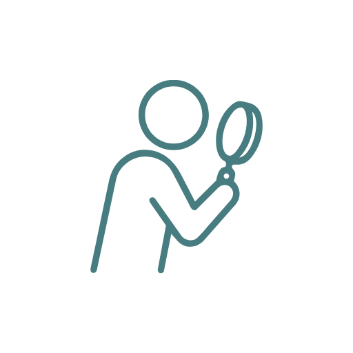 Person holding magnifying glass icon