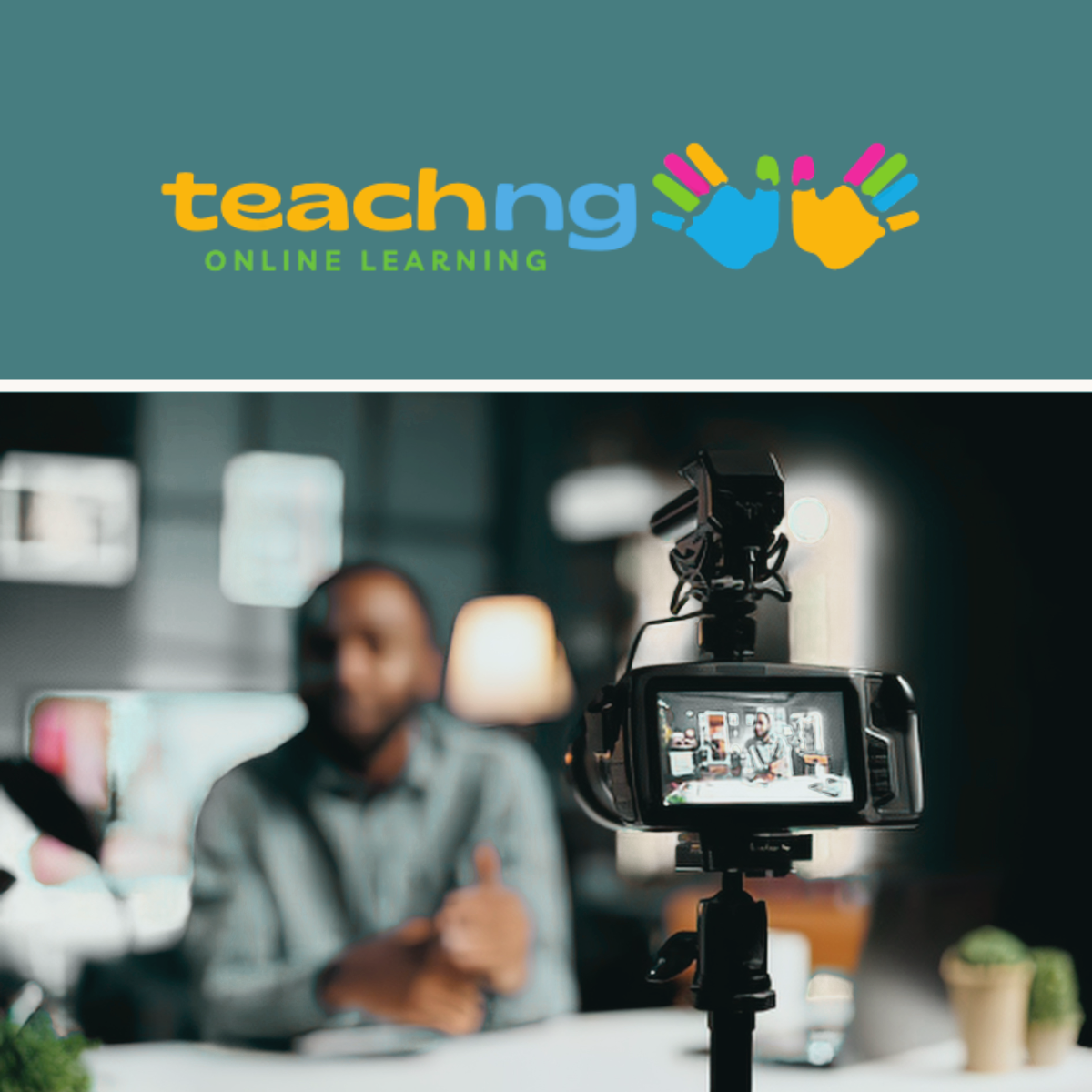 Man recording online lesson