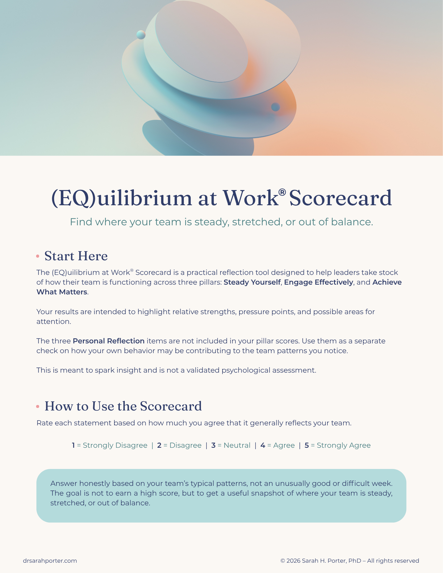 Cover of EQuilibrium at Work scorecard