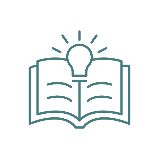 Open book with lightbulb icon
