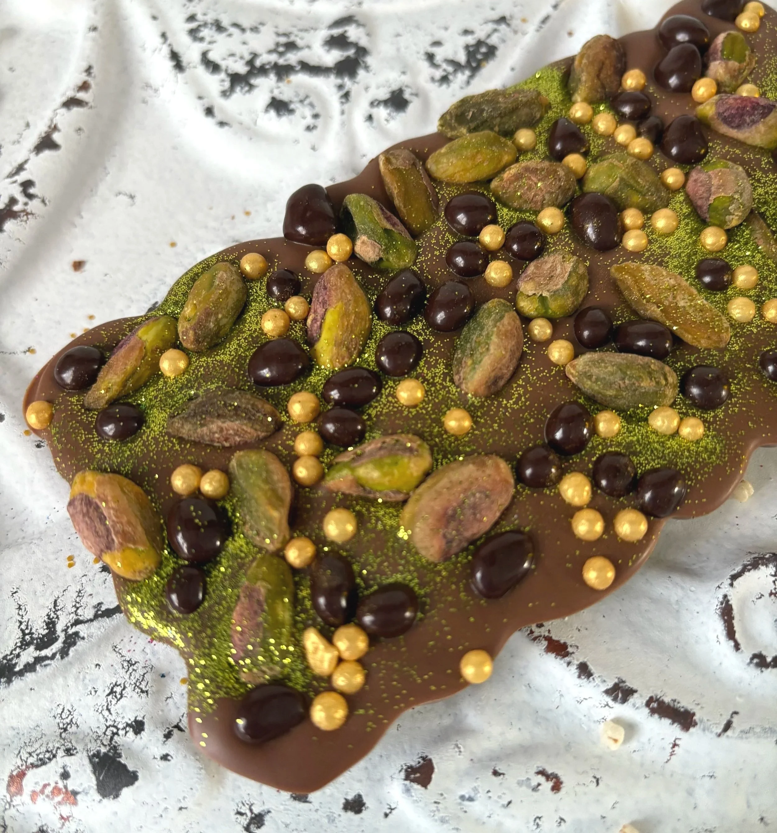 Chocolate Pistachio Large Cheeky Mama Artisanal Belgian Chocolate Bar