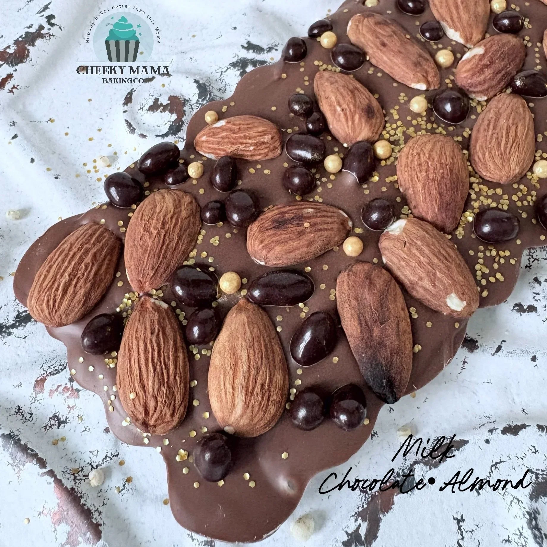 Cheeky Mama Baking Co. Chocolate-Almond Artisanal Belgian Chocolate Bar